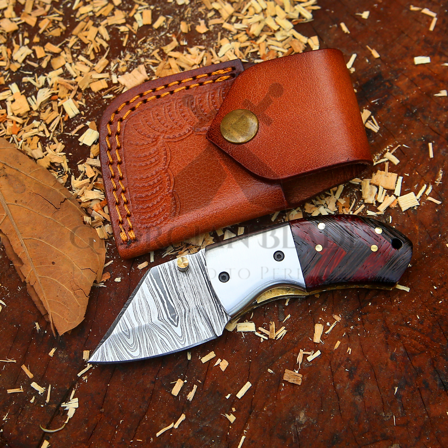 Mini Marvel - Hand Forged 5.5" Folding Knife with Leather Sheath