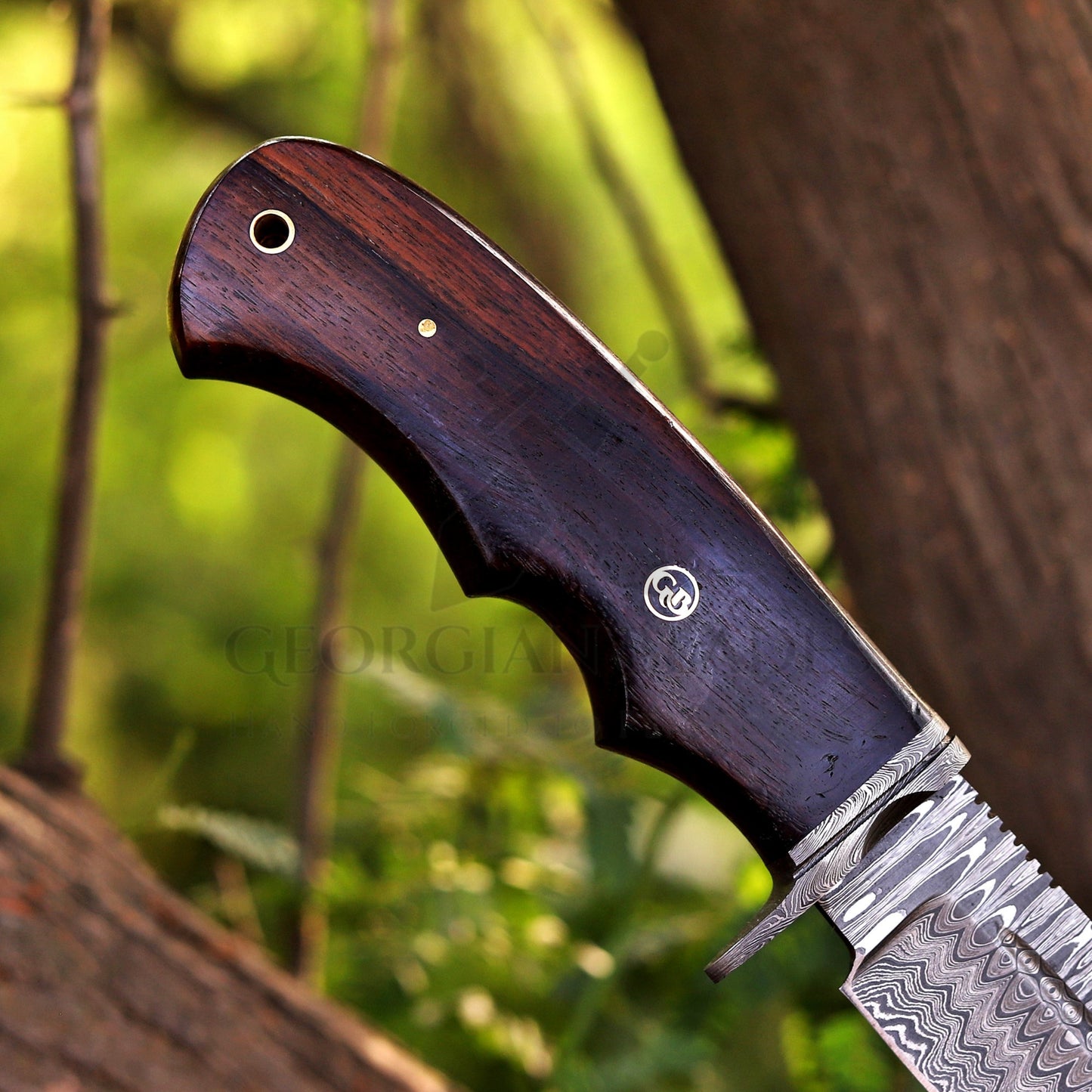 Onyx Seeker - 10.5 inch Hidden Tang Damascus Steel Hunting Knife