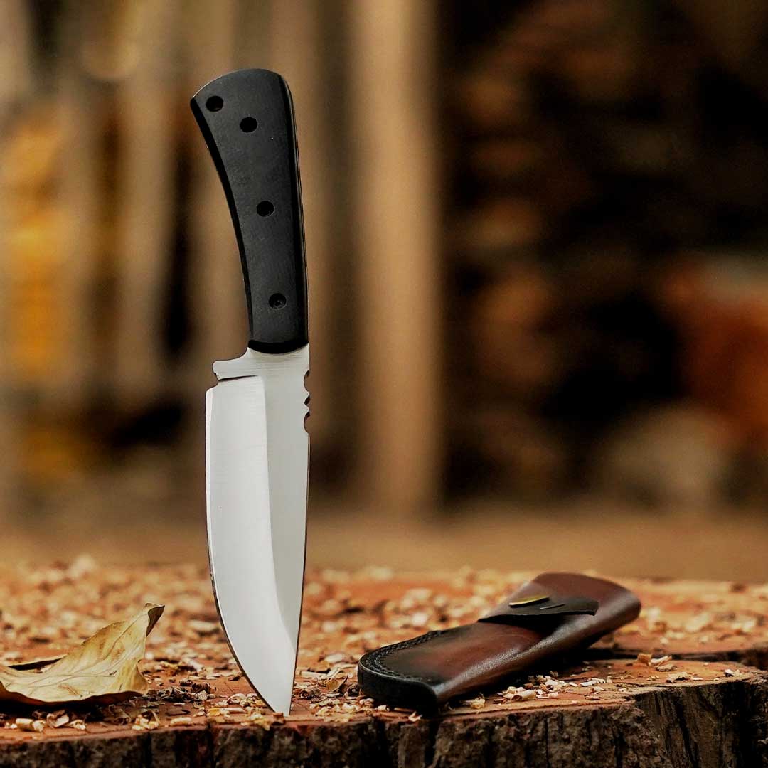 The "Daniel Boone" Hunting Knife 9.5 inches D2 Stainless Steel Micarta Handle with Leather Sheath