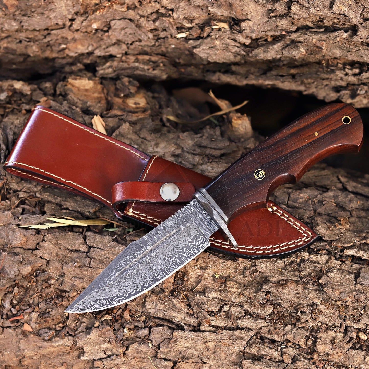 Onyx Seeker - 10.5 inch Hidden Tang Damascus Steel Hunting Knife