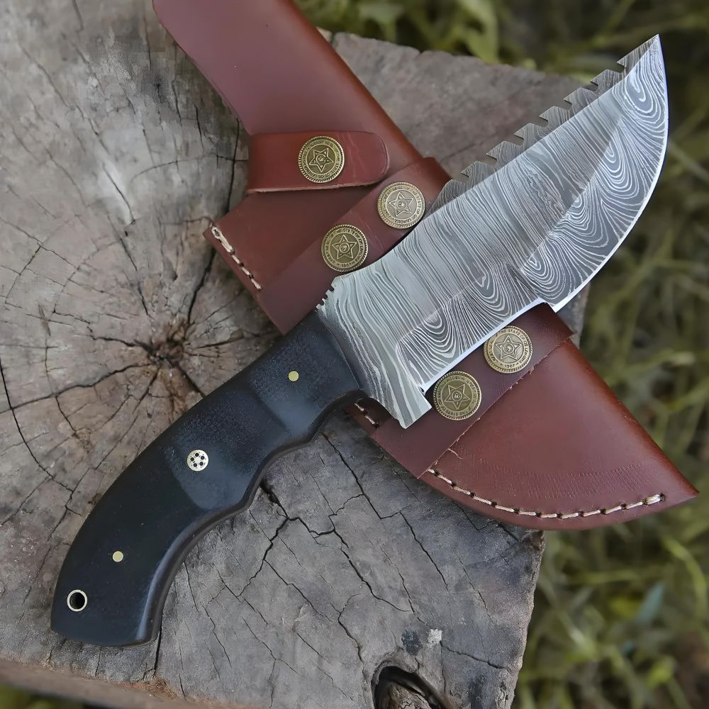 Pathfinder Pro: Handmade Forged Damascus Steel Tracker Hunting Bushcraft Knife Survival EDC 10” With Micarta Handle