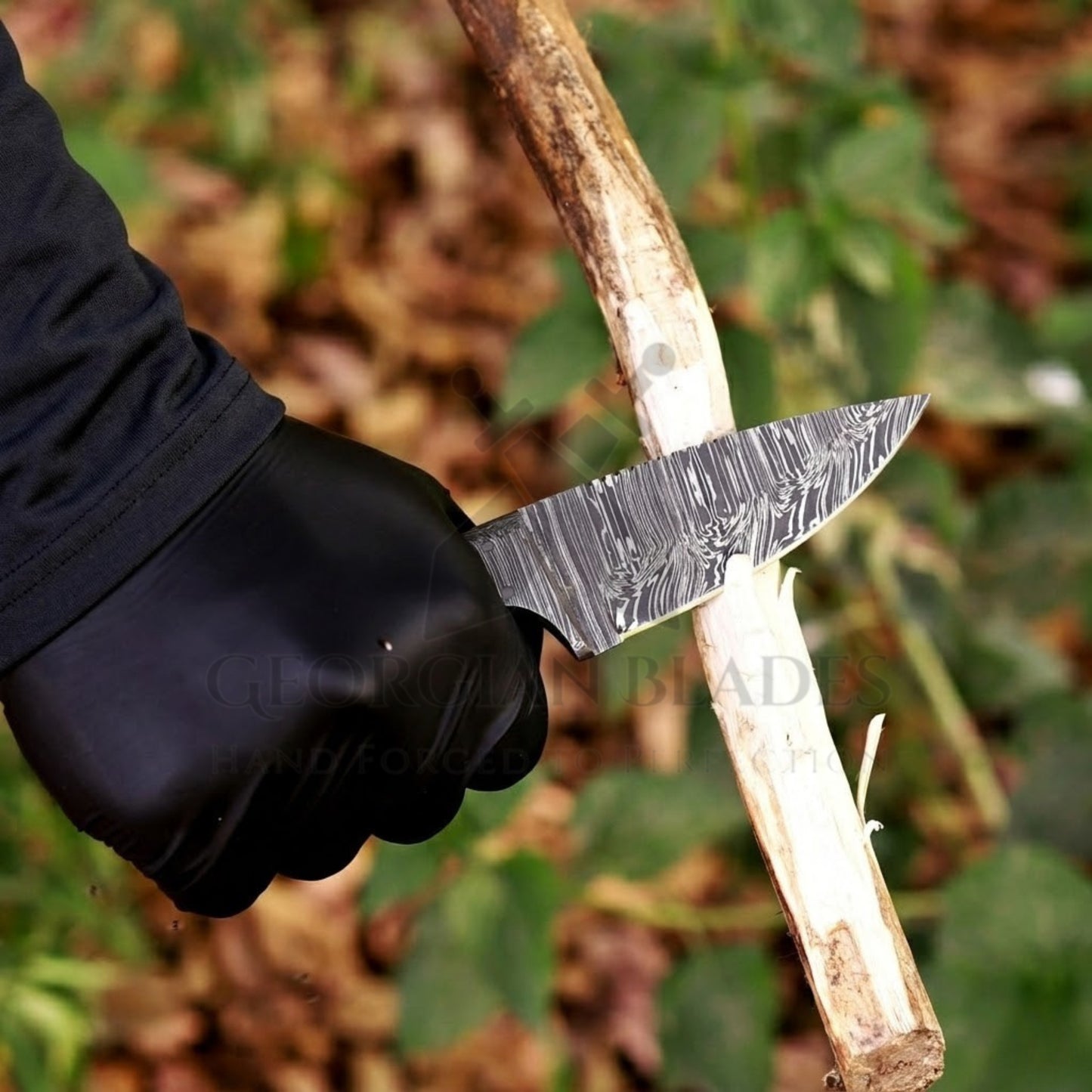 John Henry Slicer - 7.25” Hand Forged Damascus Steel Full Tang Skinner Knife - Camel Bone Handle
