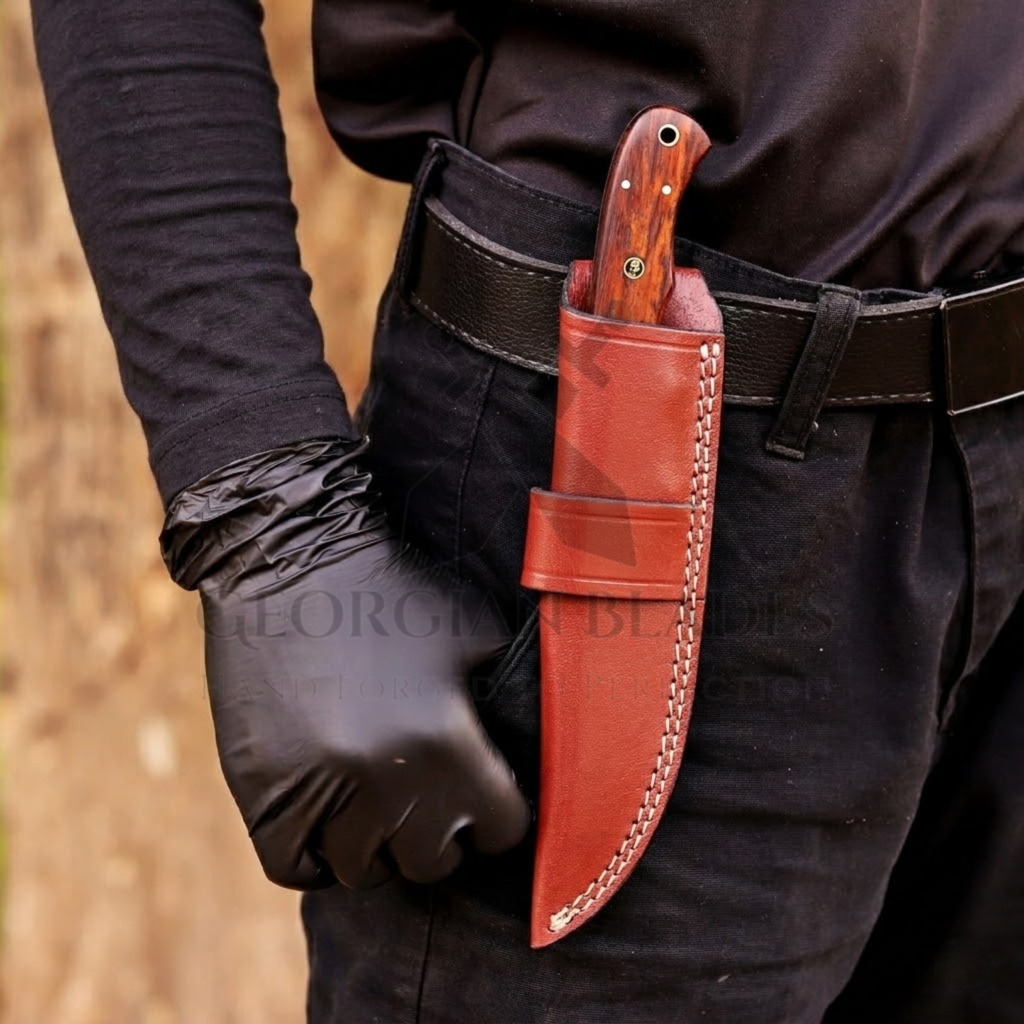 Johnny Appleseed Blade - 10” Custom Hand Forged Damascus Steel Full Tang Hunting Knife - Wood & Bone Handle