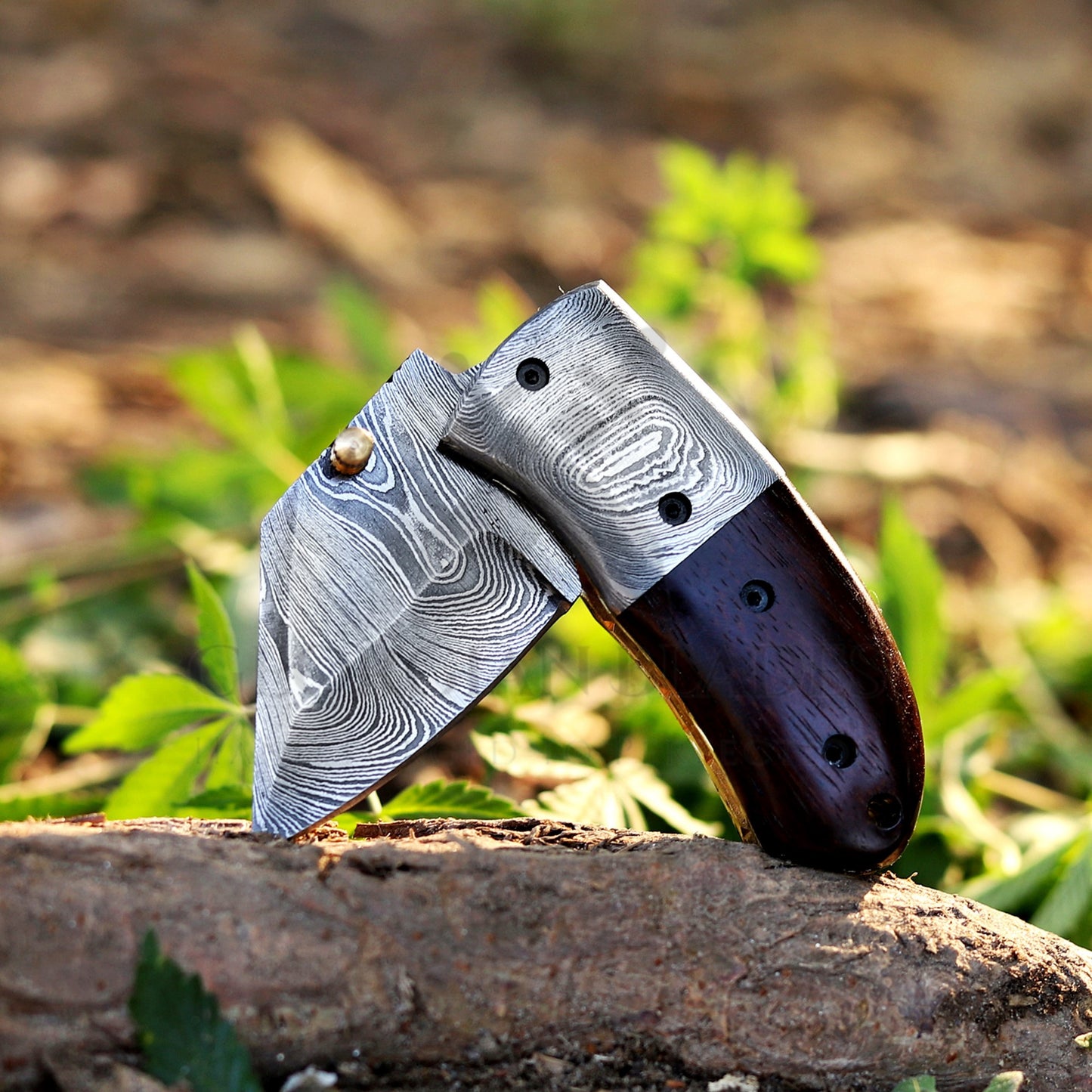 ZenithZing - Hand Forged 5.5" Mini Folding Knife with Leather Sheath