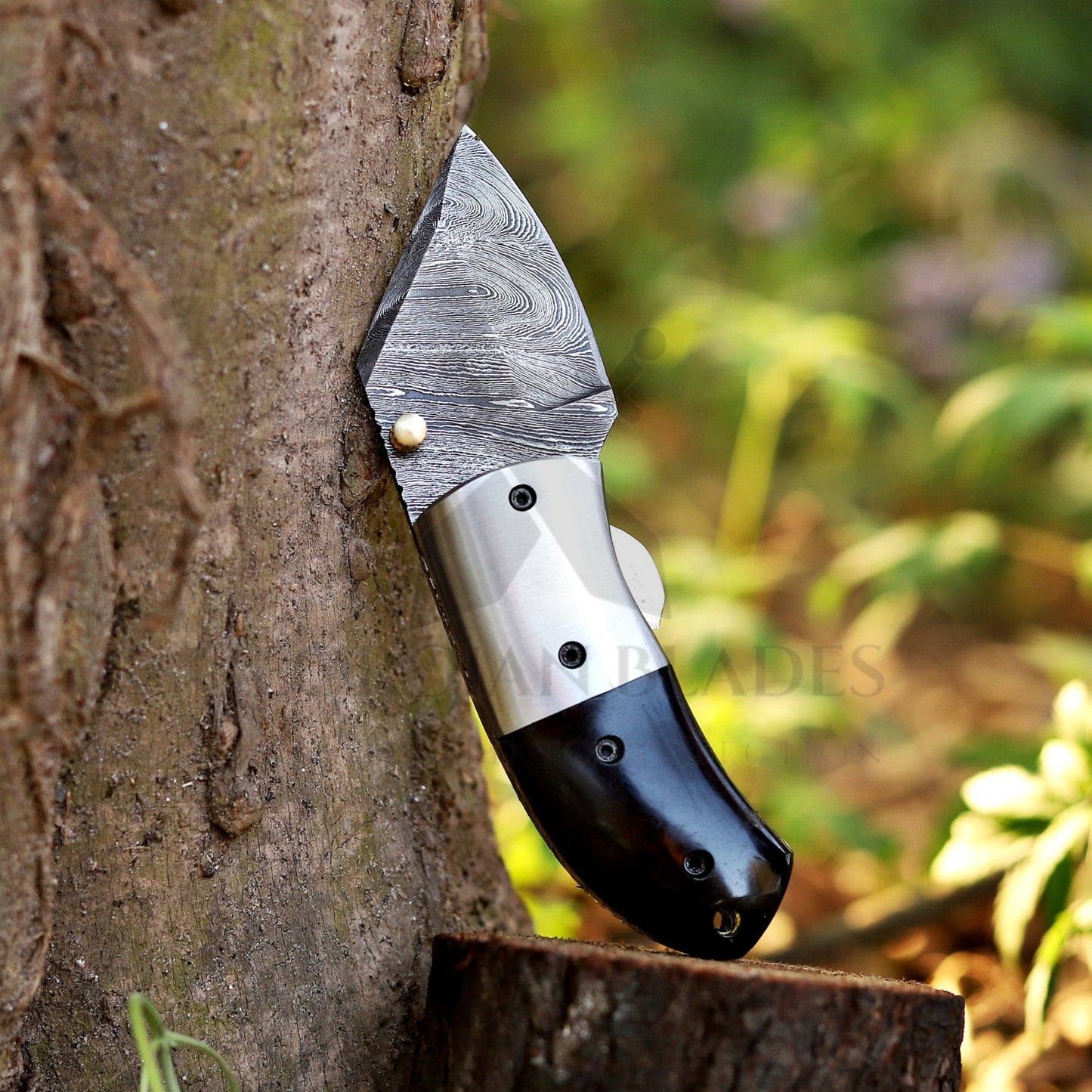 Tiny Torque - Hand Forged 5" EDC Mini Pocket Folding Knife with Leather Sheath