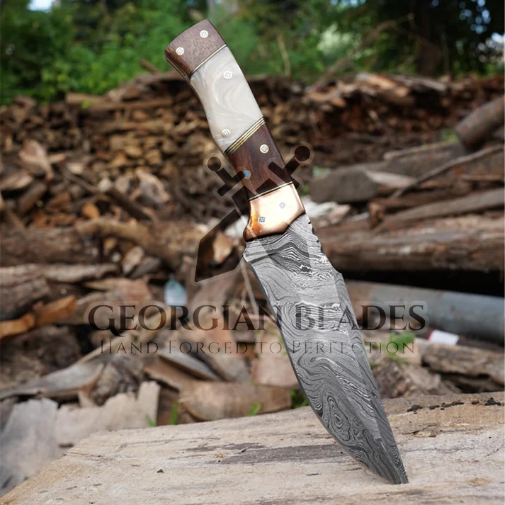 Savage Soulblade - 11" Custom Hand Forged Hunting Knife with Leather Sheath