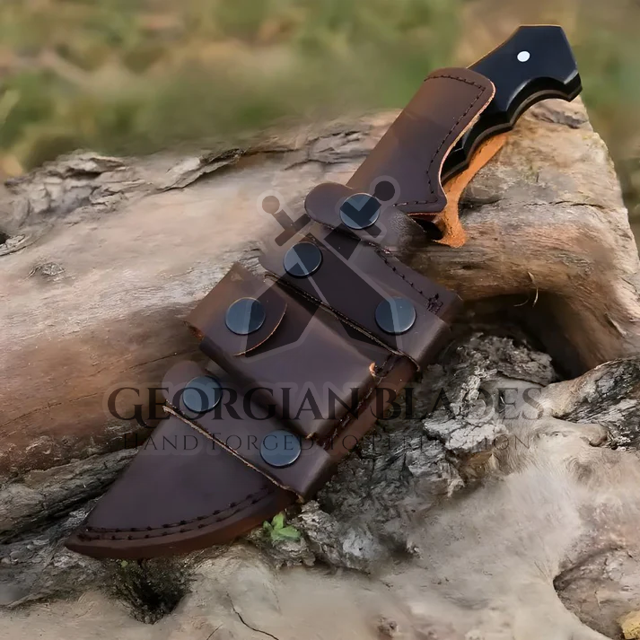 Explorer's Companion: 10” Damascus Steel Tracker Hunting Camping Knife With Resin & Wood Handle