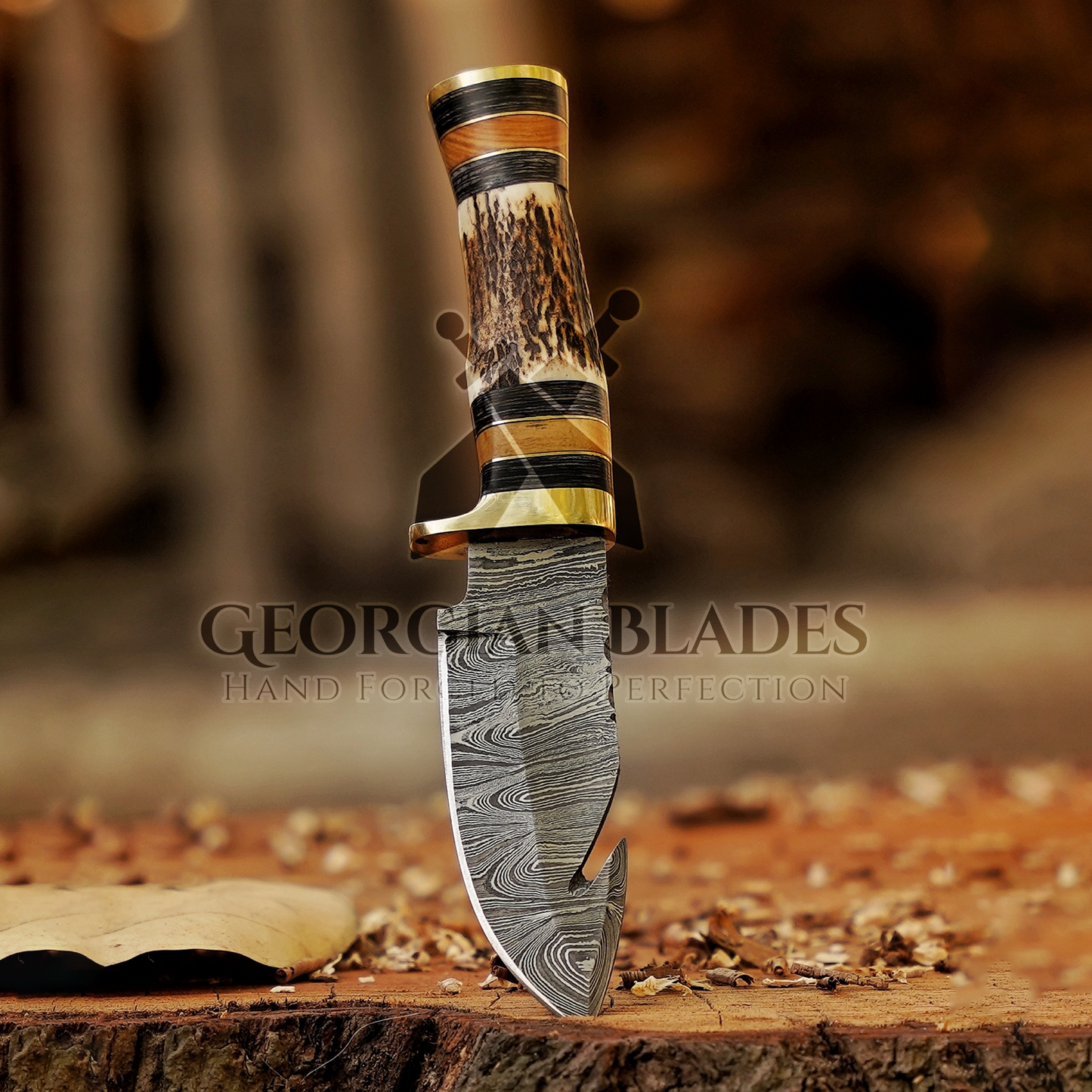 Wilderness Sentinel - 8.5 inch Hand Forged Damascus Hunting Knife