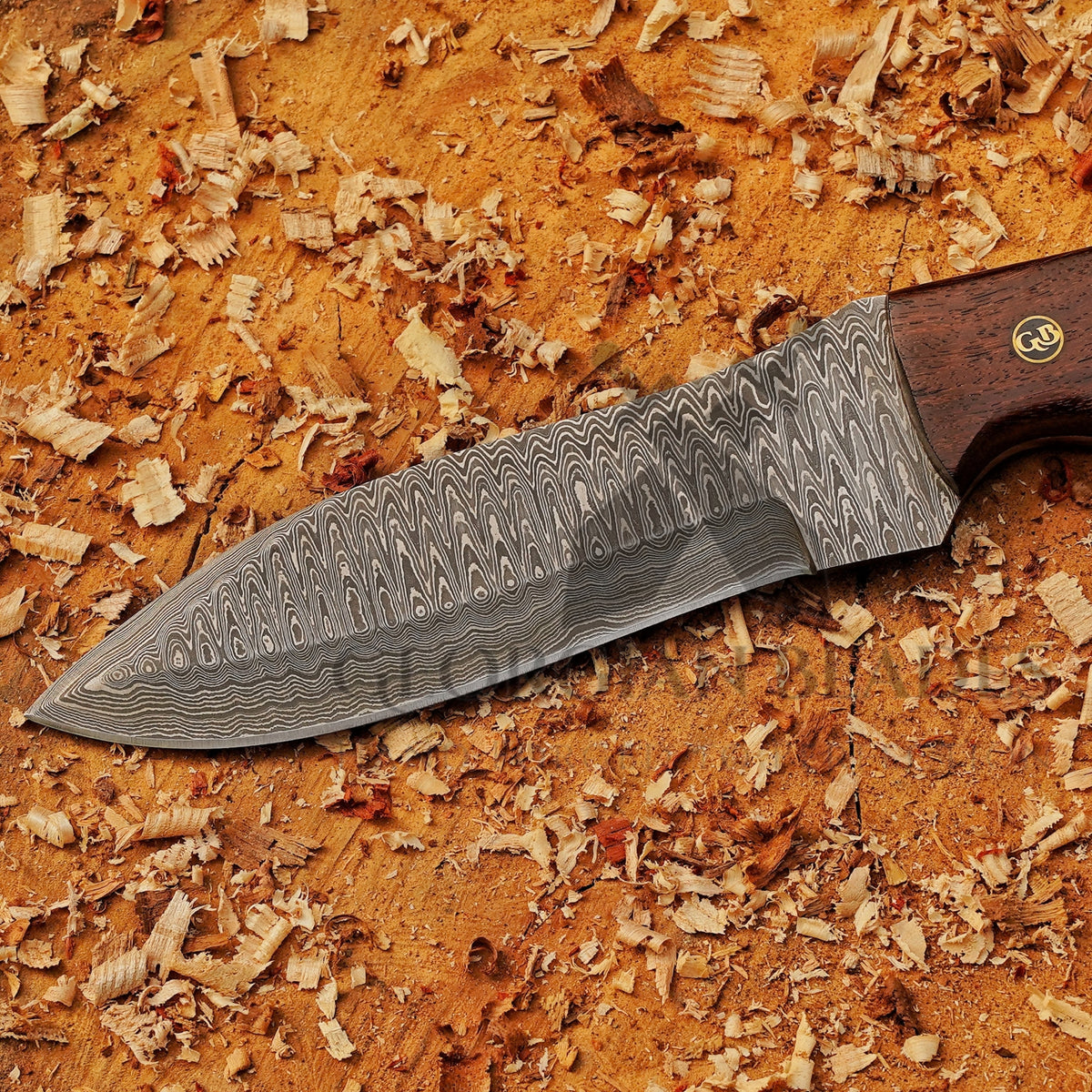 Razorwind - 11" Full Tang Hand Forged Damascus Hunting Knives with Walnut Wood Handle