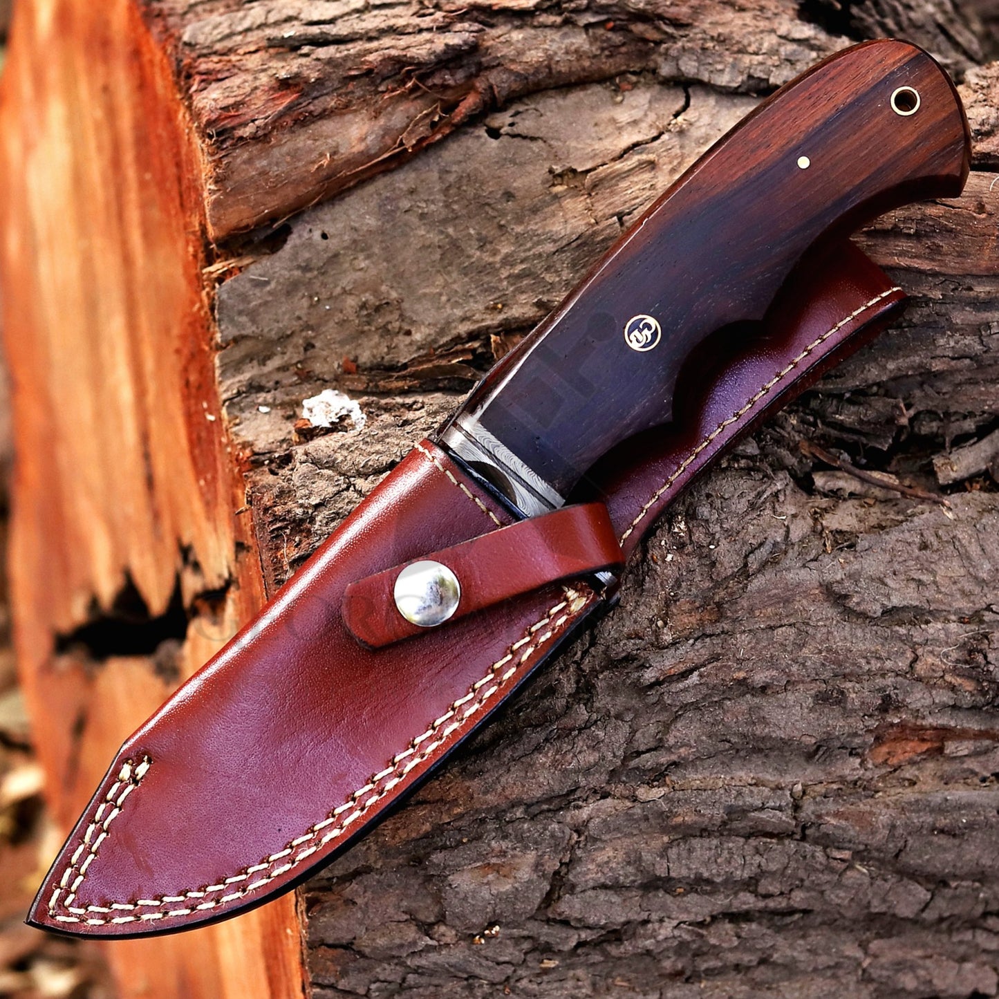Onyx Seeker - 10.5 inch Hidden Tang Damascus Steel Hunting Knife