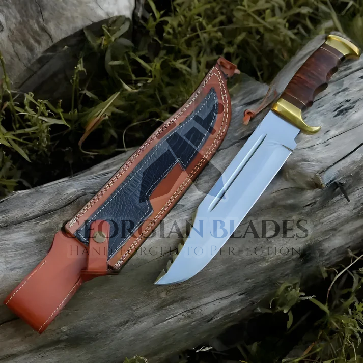 Wilderness Warden: Bowie Knife - Handmade D2 Bowie Knife Fix Blade - Composite Wood Handle