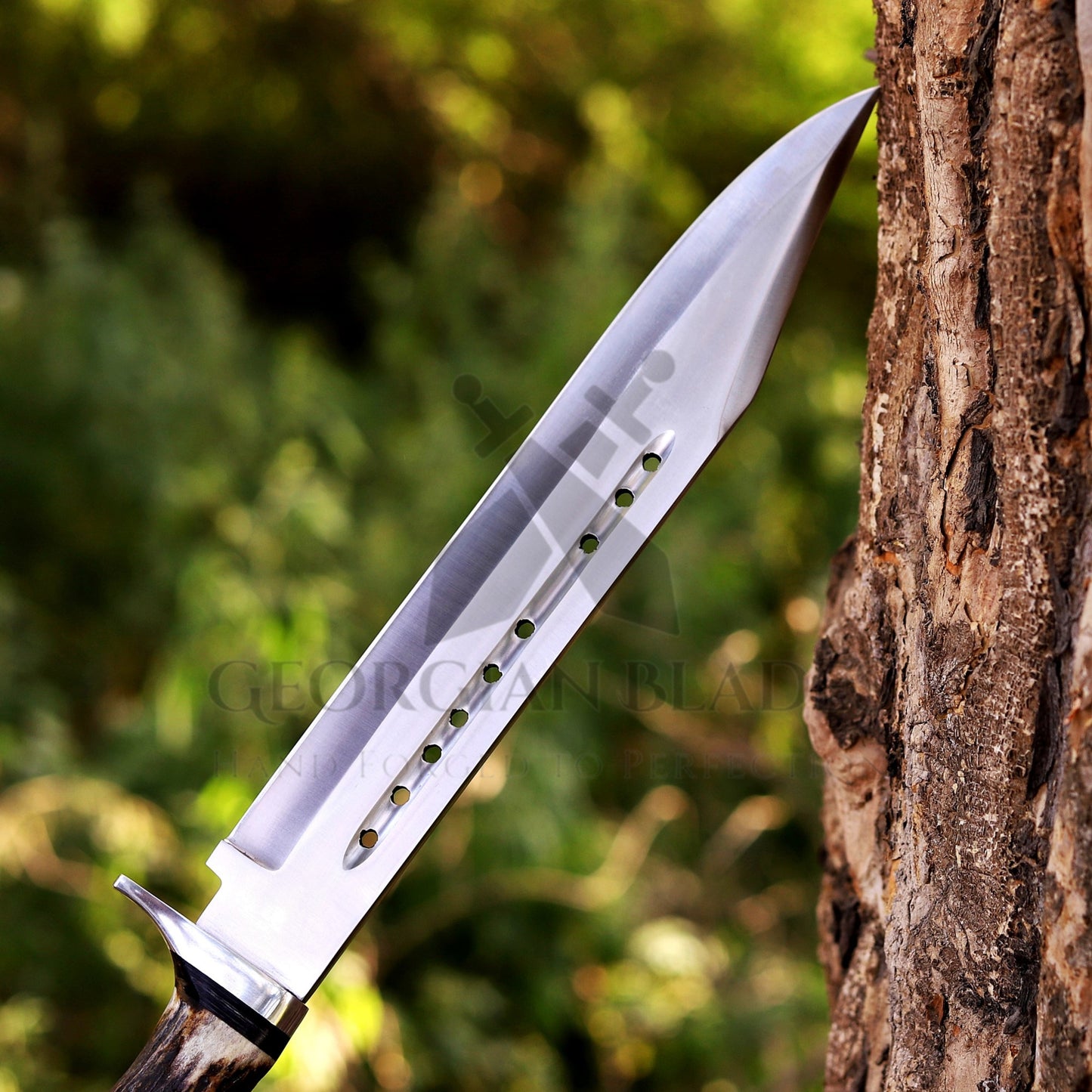 Wild West Warrior: Bowie Knife - Handmade D2 Bowie Knife Steel Hunting Fix Blade - Stag Antler & Wood Handle