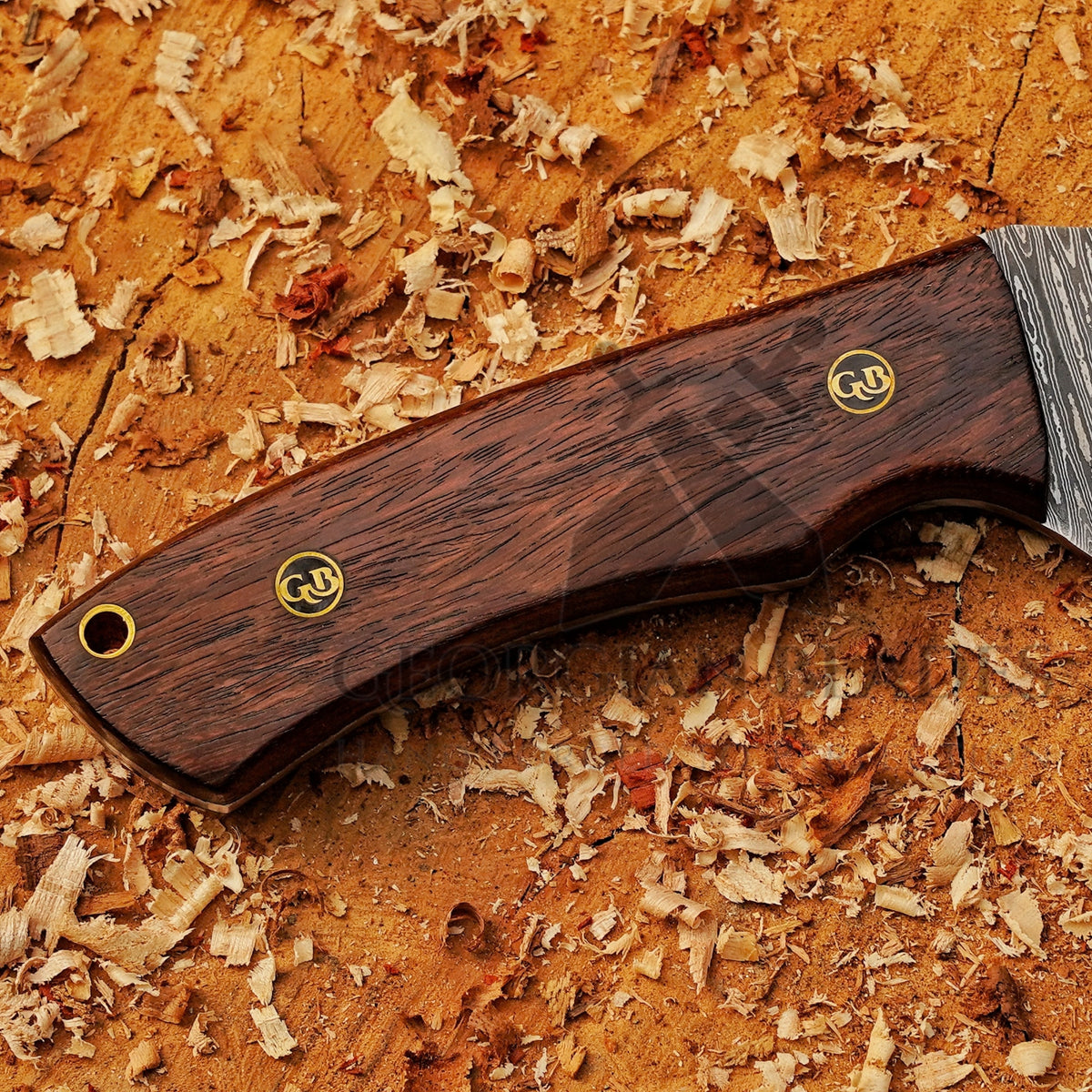 Razorwind - 11" Full Tang Hand Forged Damascus Hunting Knives with Walnut Wood Handle