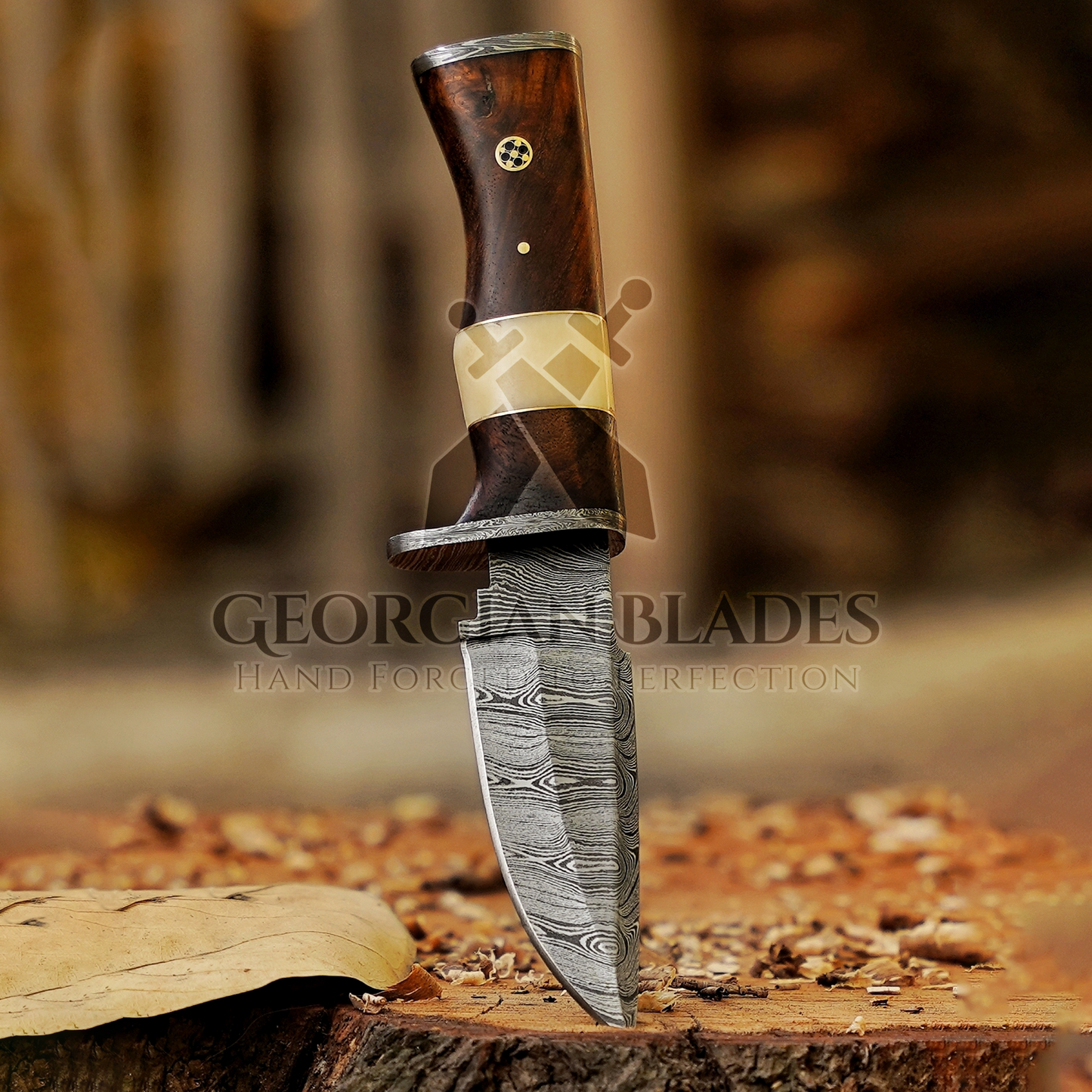 Blazeheart - 10" Hand Forged Damascus Steel Hunting Knife