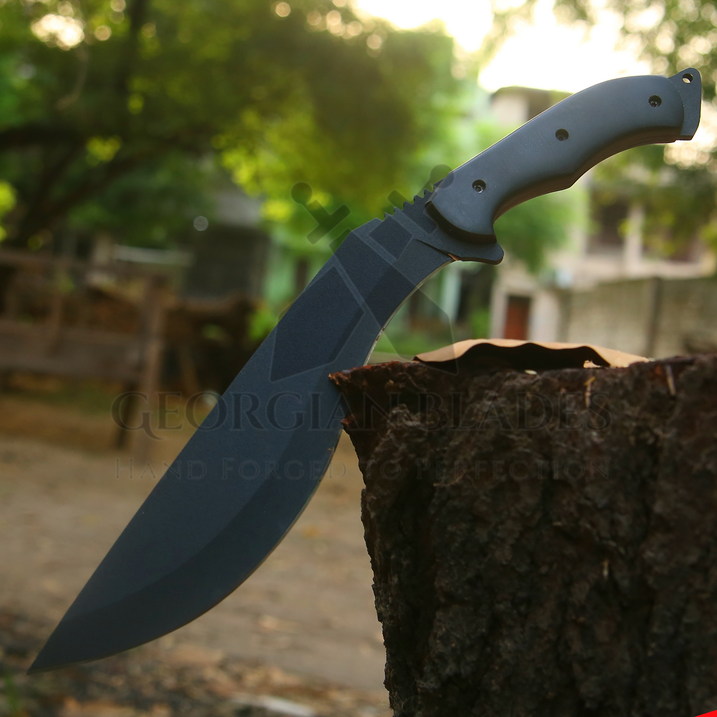 Blackhawk Tracker Kukri: 16" Heavy Duty Carbon Steel Outdoor Kukri Knife with Micarta Handle & Leather Sheath