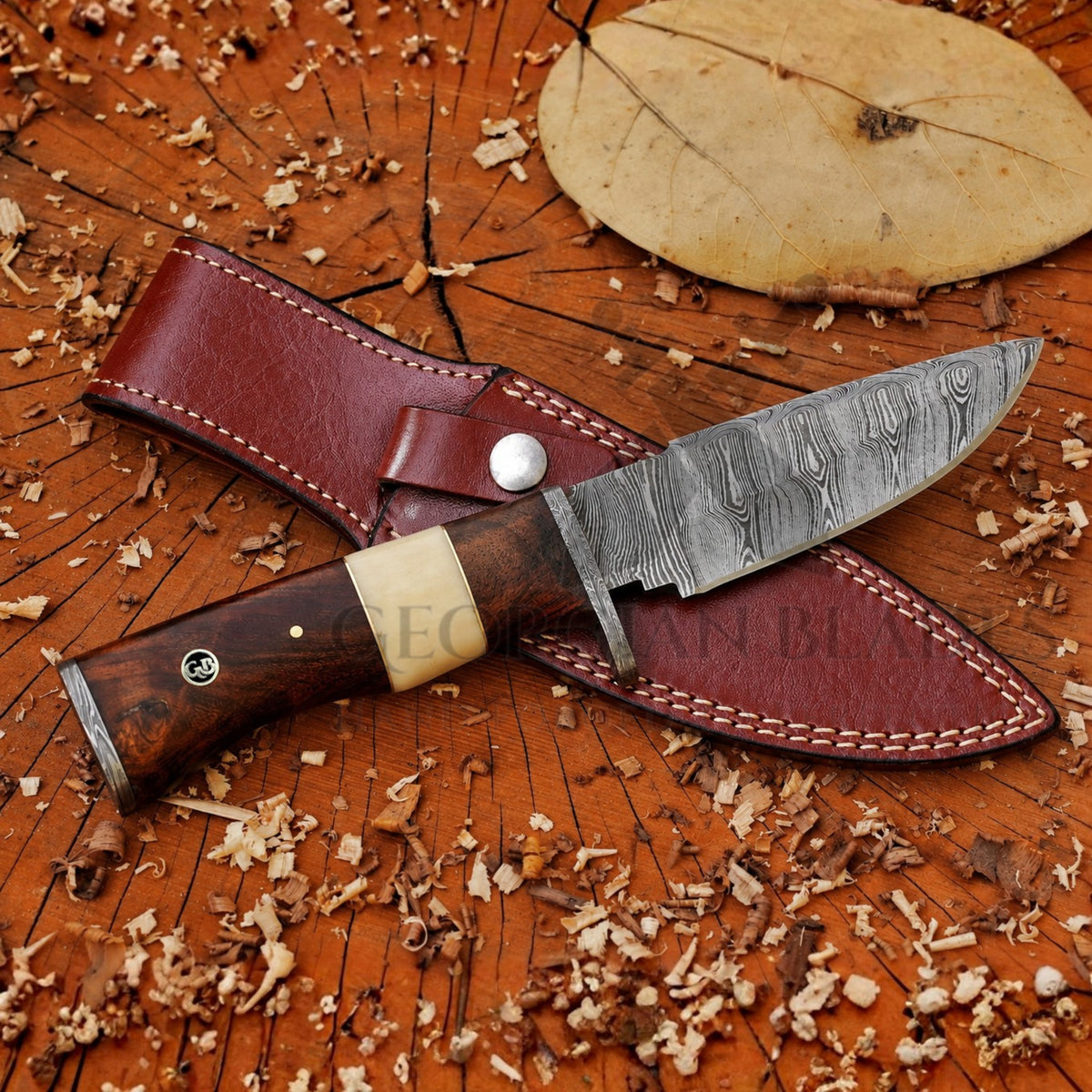 Blazeheart - 10" Hand Forged Damascus Steel Hunting Knife