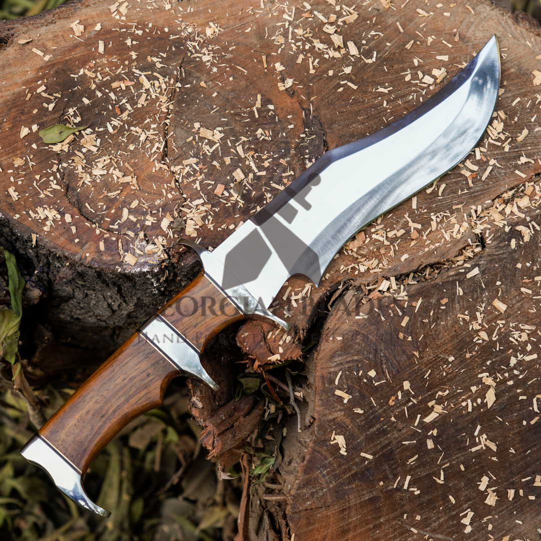 Timber Titan Bowie: Bowie Knife - Handmade Fix Blade Knife - Semi Stainless Steel - Rose Wood Handle