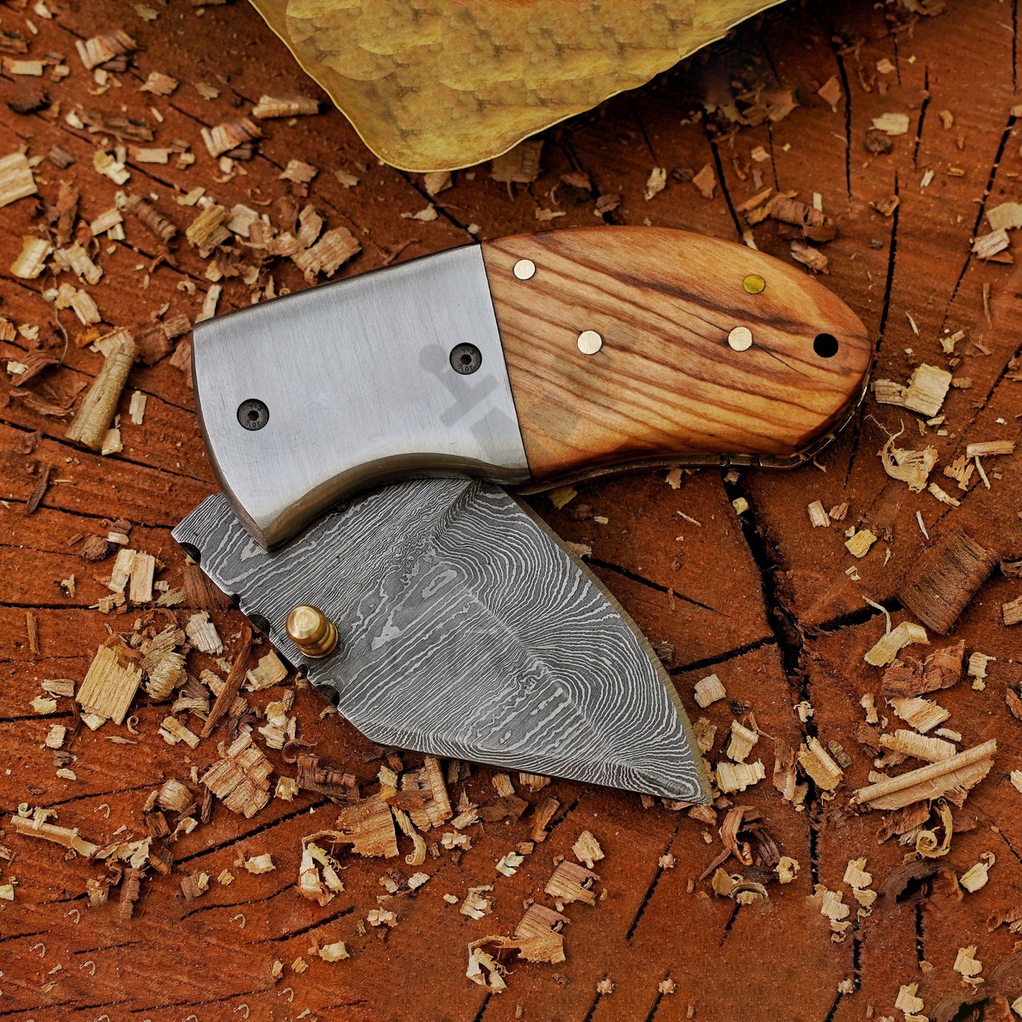 The "Davy Crockett" Mini EDC 5" Folding Knife with Leather Sheath
