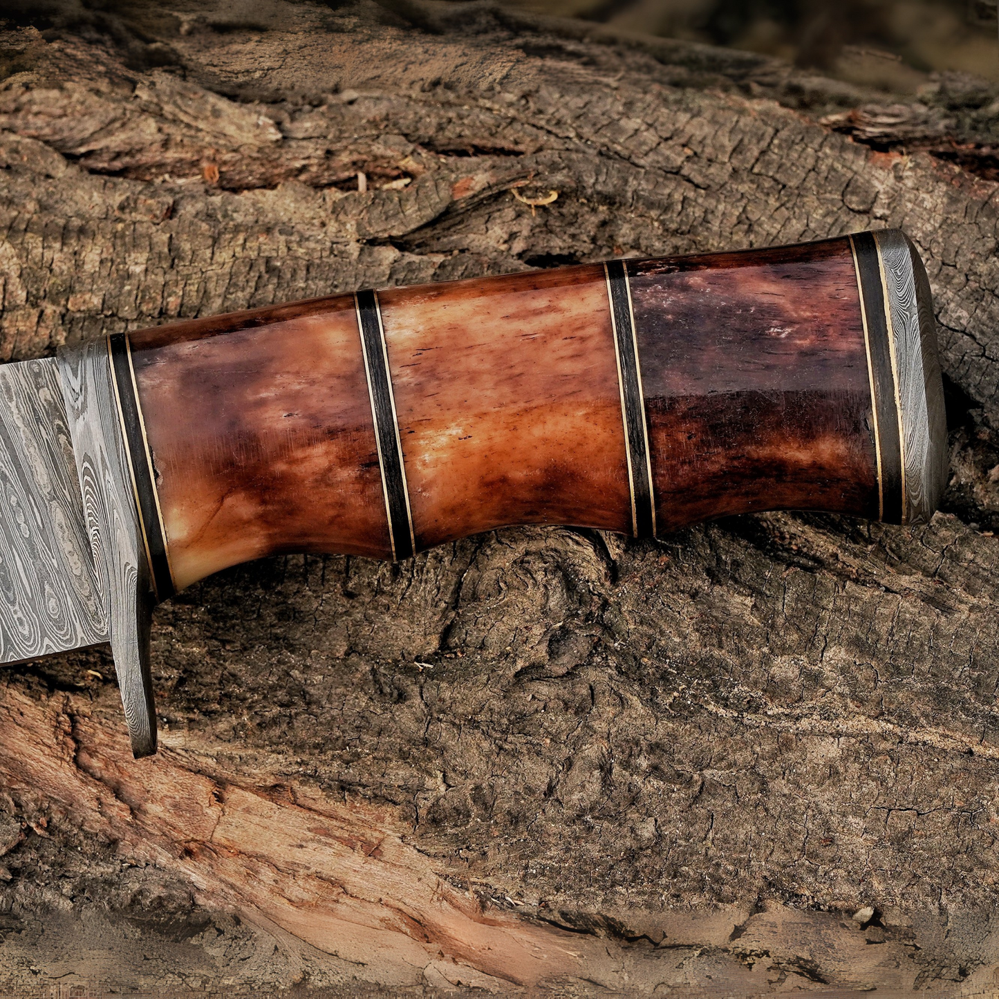 Emberwood Kukri – 15 inch Hand-Forged Damascus Masterpiece Kukri Knife with Leather Sheath