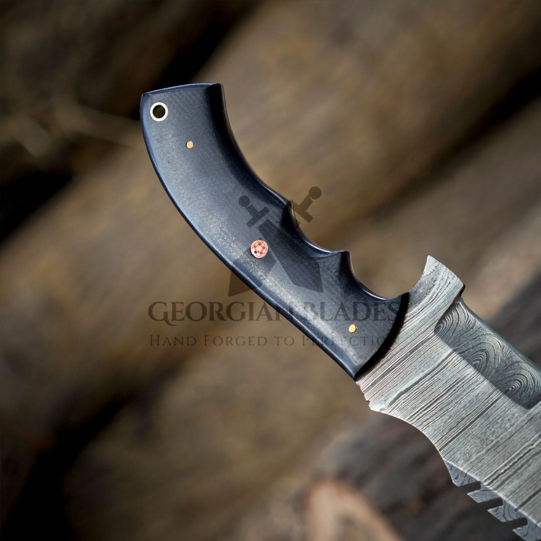 Pathfinder Pro: Handmade Forged Damascus Steel Tracker Hunting Bushcraft Knife Survival EDC 10” With Micarta Handle