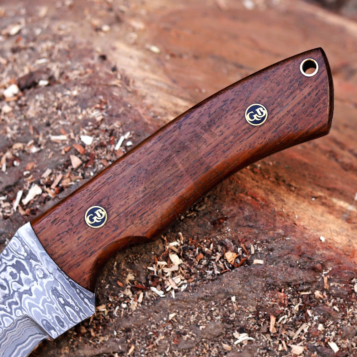 Razorwind - 11" Full Tang Hand Forged Damascus Hunting Knives with Walnut Wood Handle