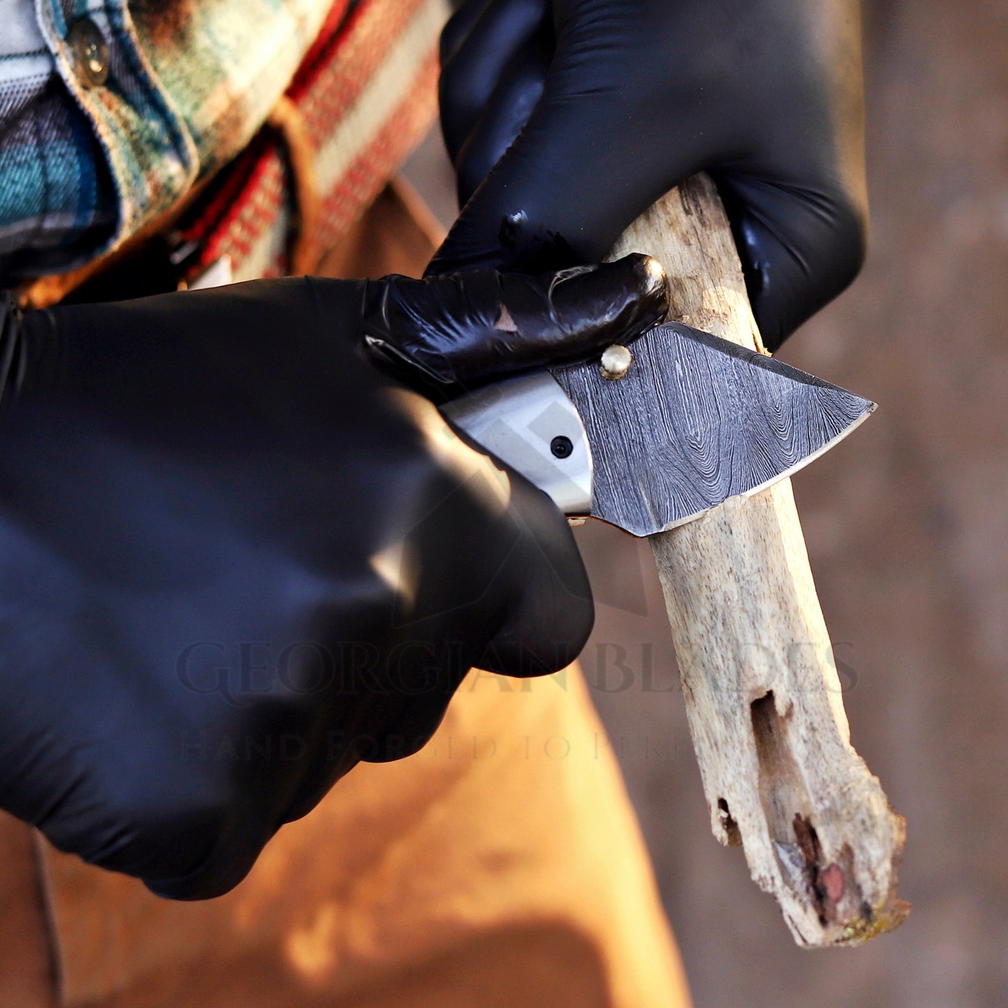 Mini Marvel - Hand Forged 5" Folding Knife with Leather Sheath