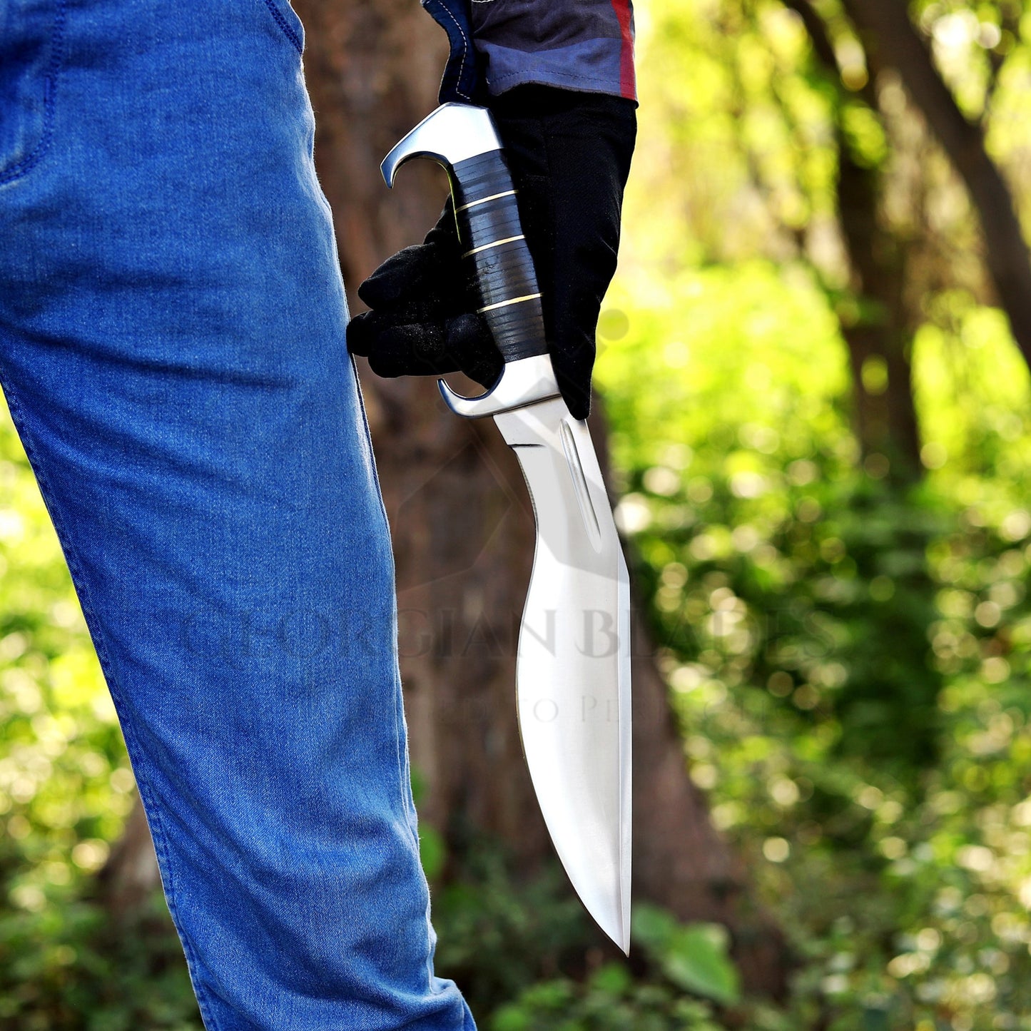 Eisenhower Kukri Knife: 15.7 inch Kukri Knife with Leather Sheath