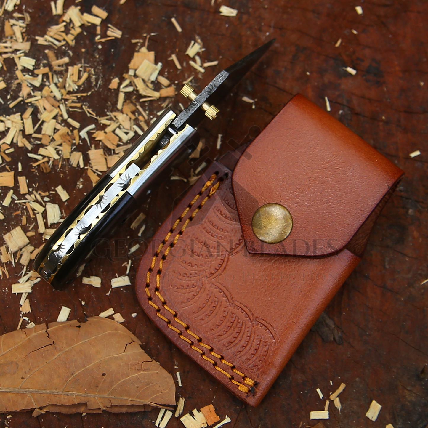 Tiny Torque - Hand Forged 5.5" EDC Mini Pocket Folding Knife with Leather Sheath