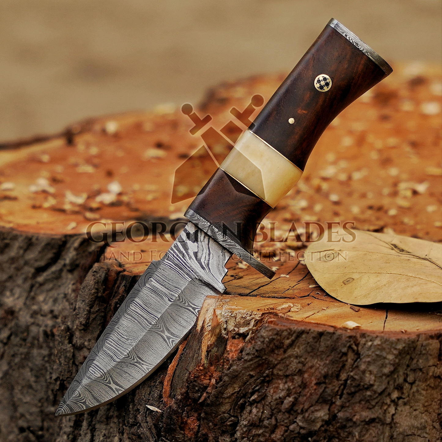 Blazeheart - 10" Hand Forged Damascus Steel Hunting Knife