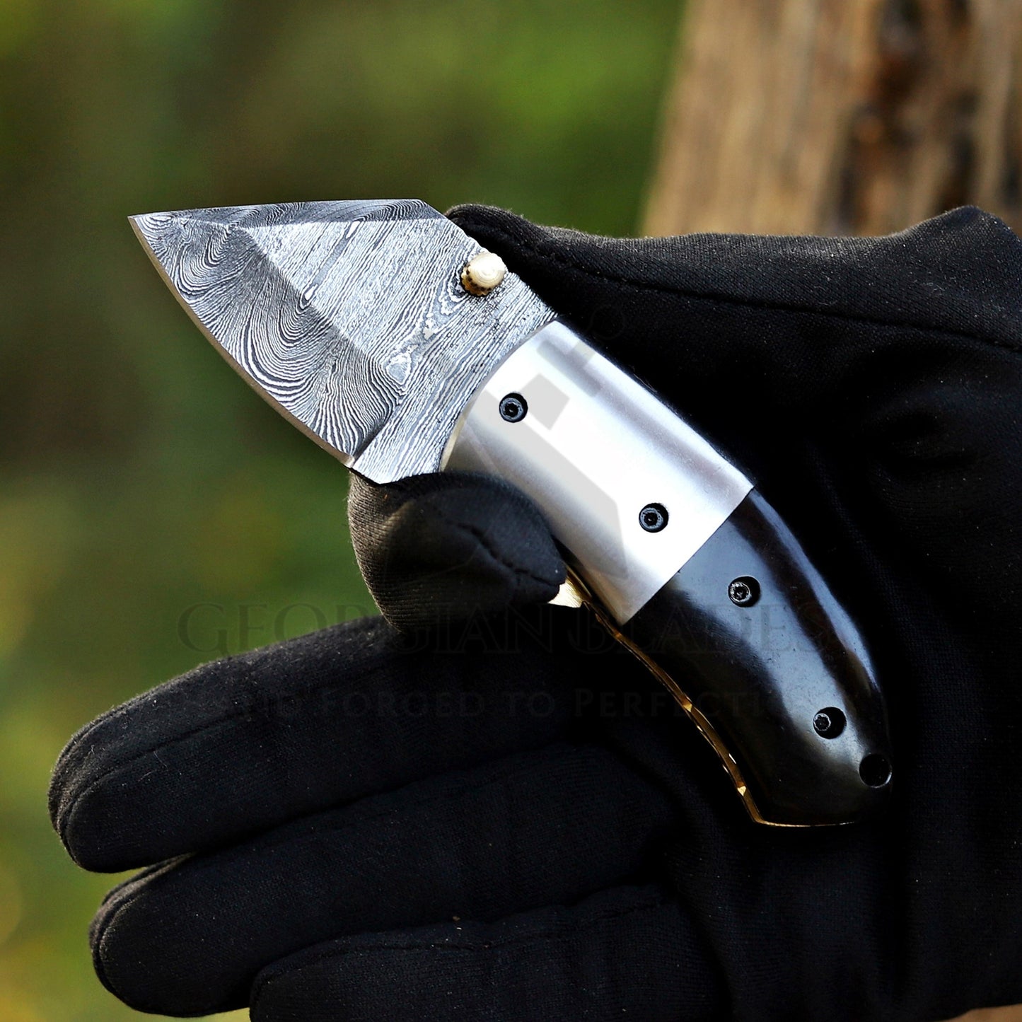 Tiny Torque - Hand Forged 5" EDC Mini Pocket Folding Knife with Leather Sheath