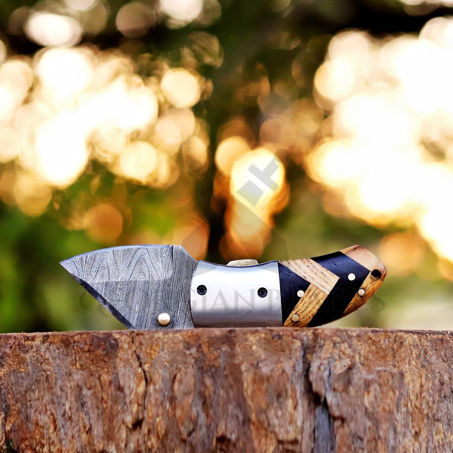 Mini Marvel - Hand Forged 5" Folding Knife with Leather Sheath