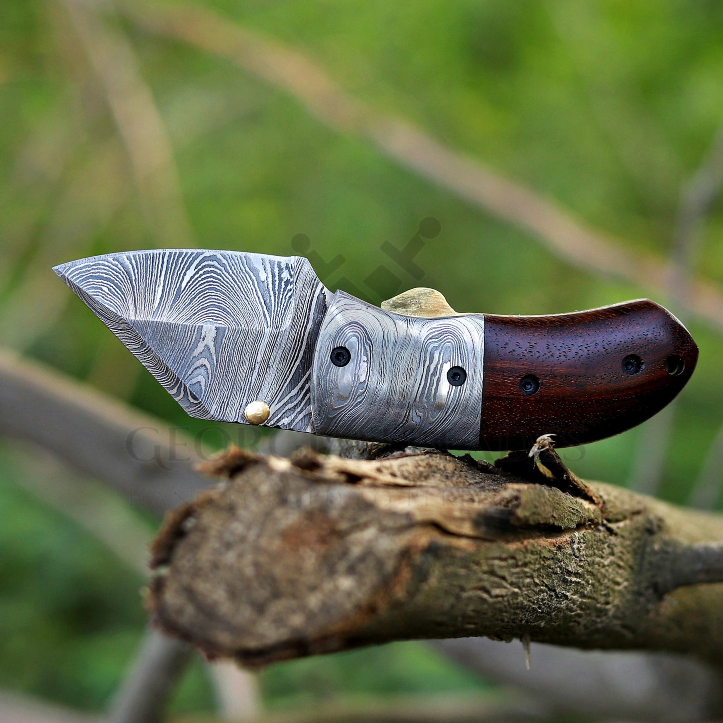 ZenithZing - Hand Forged 5.5" Mini Folding Knife with Leather Sheath