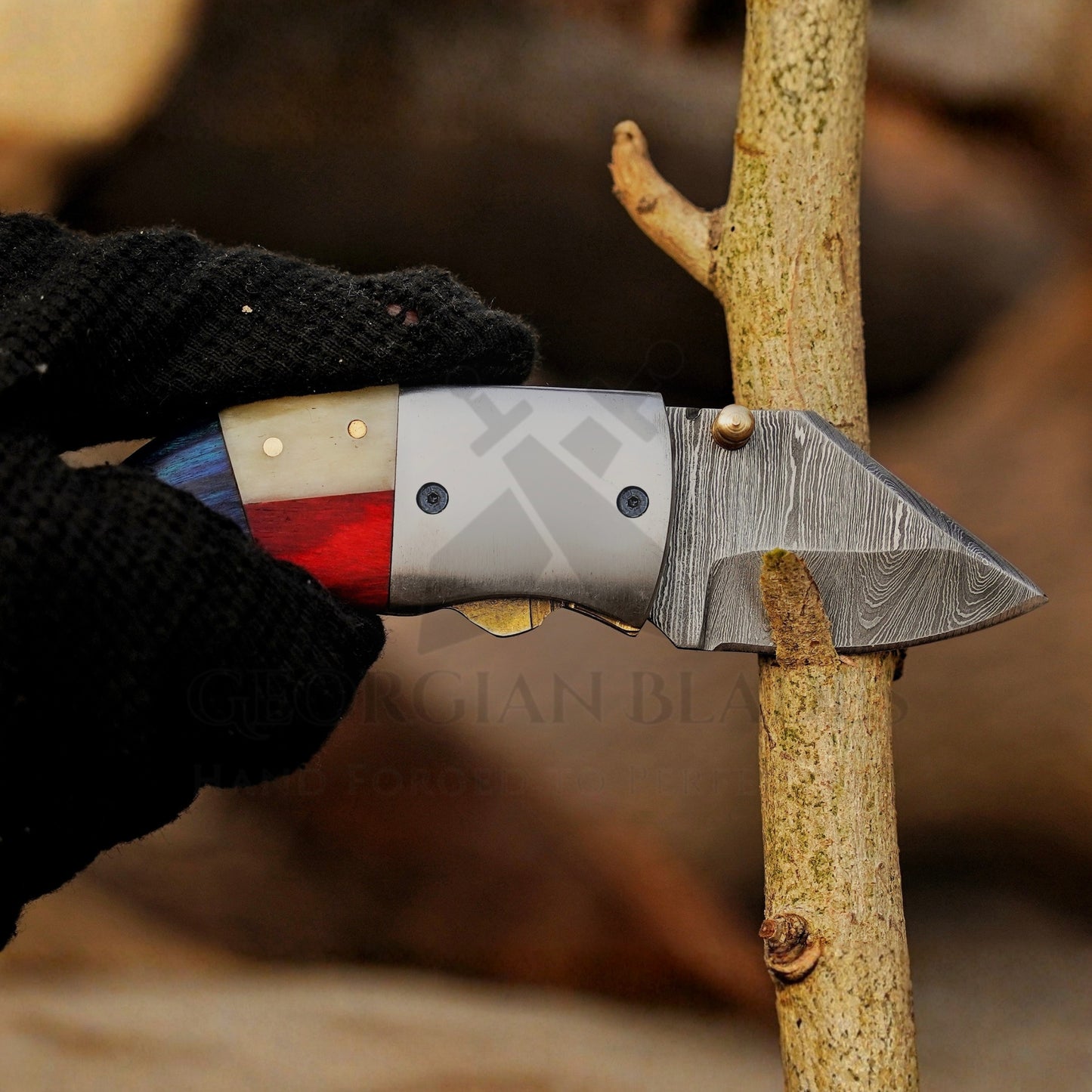 Paul Revere Knife - Hand Forged 5" EDC Mini Pocket Folding Knife with Leather Sheath