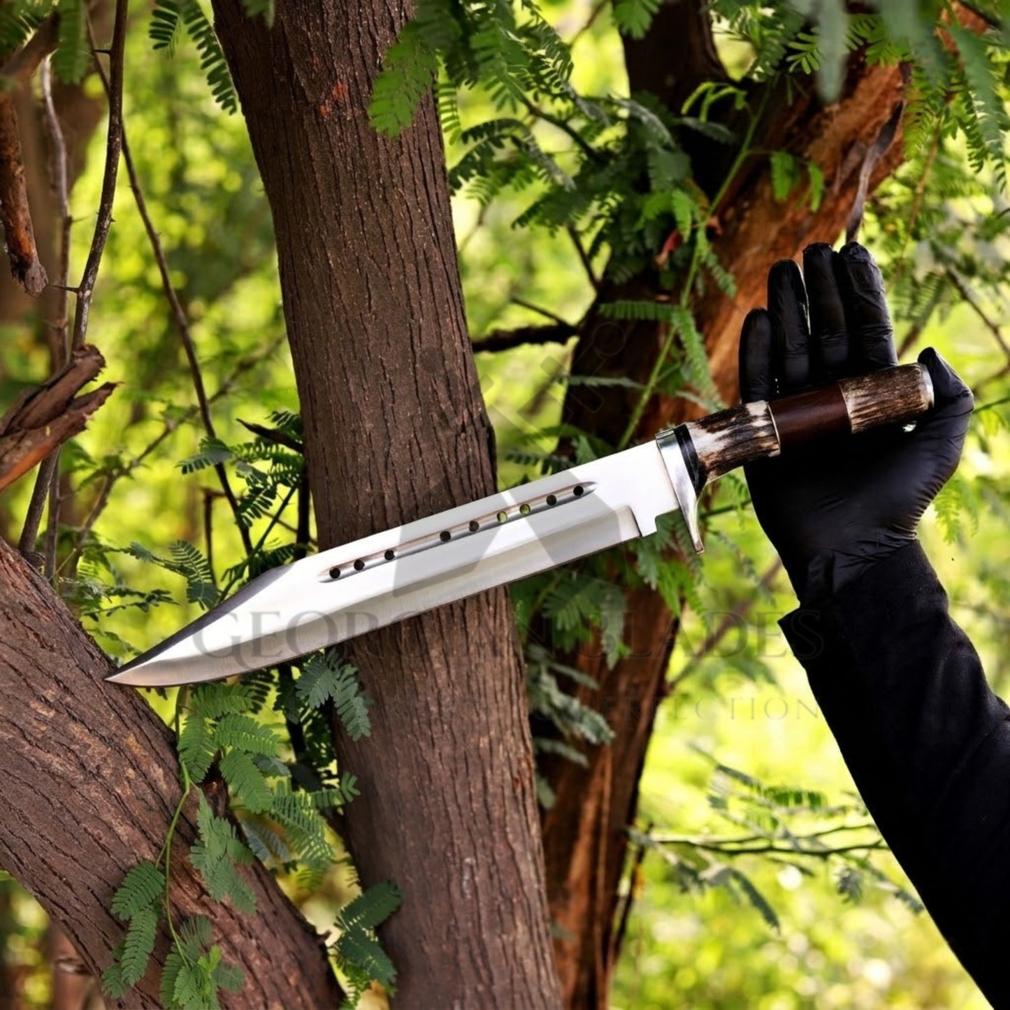 Wild West Warrior: Bowie Knife - Handmade D2 Bowie Knife Steel Hunting Fix Blade - Stag Antler & Wood Handle