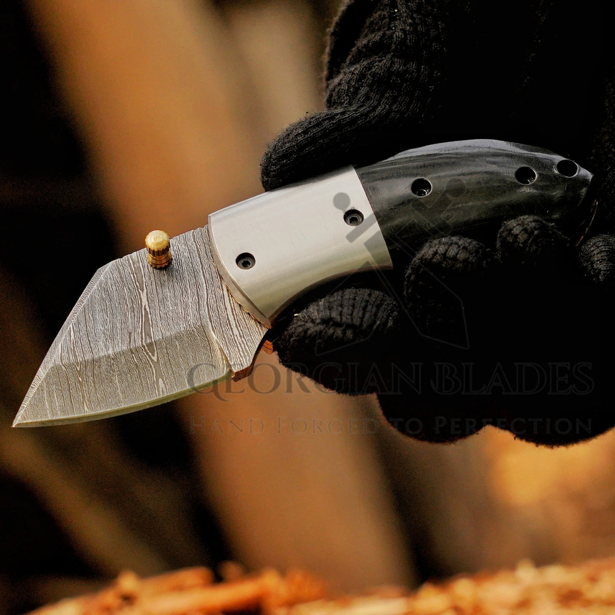 Tiny Torque - Hand Forged 5" EDC Mini Pocket Folding Knife with Leather Sheath