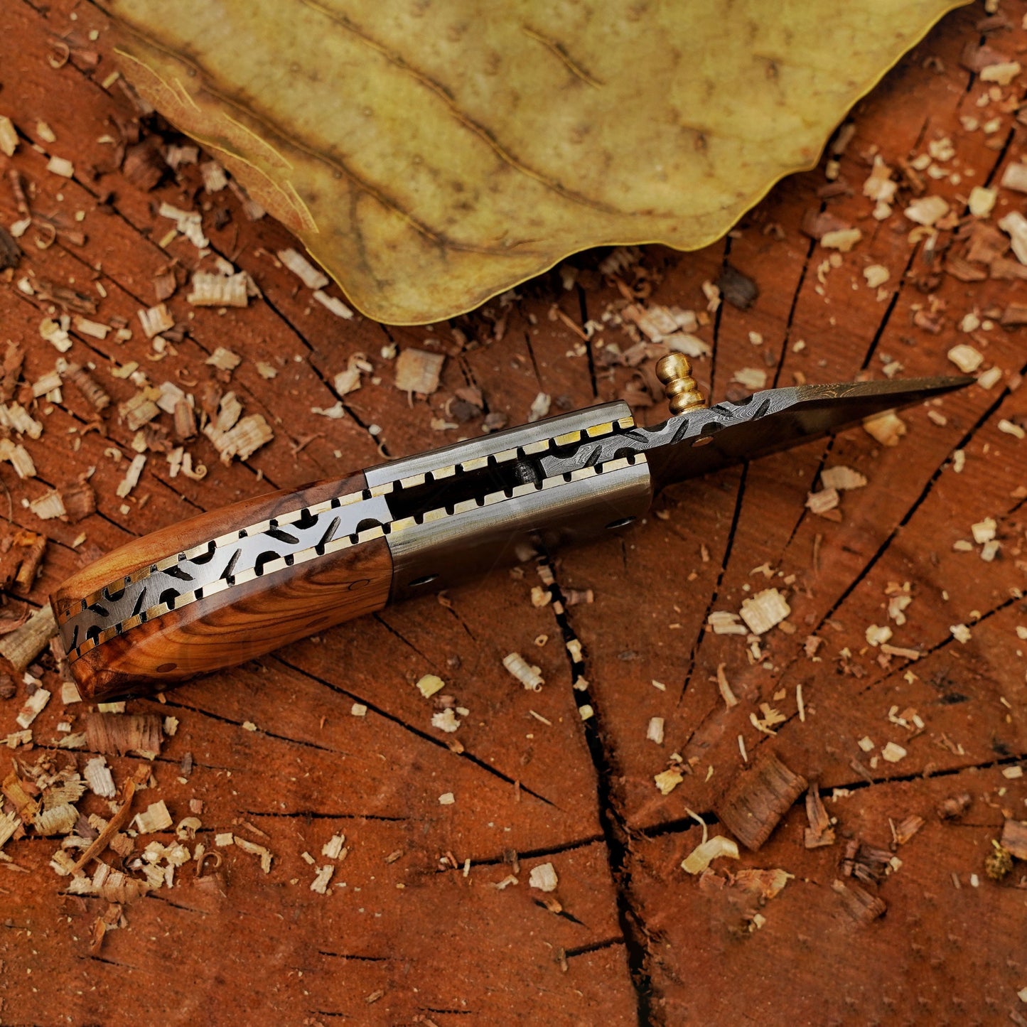 The "Davy Crockett" Mini EDC 5" Folding Knife with Leather Sheath