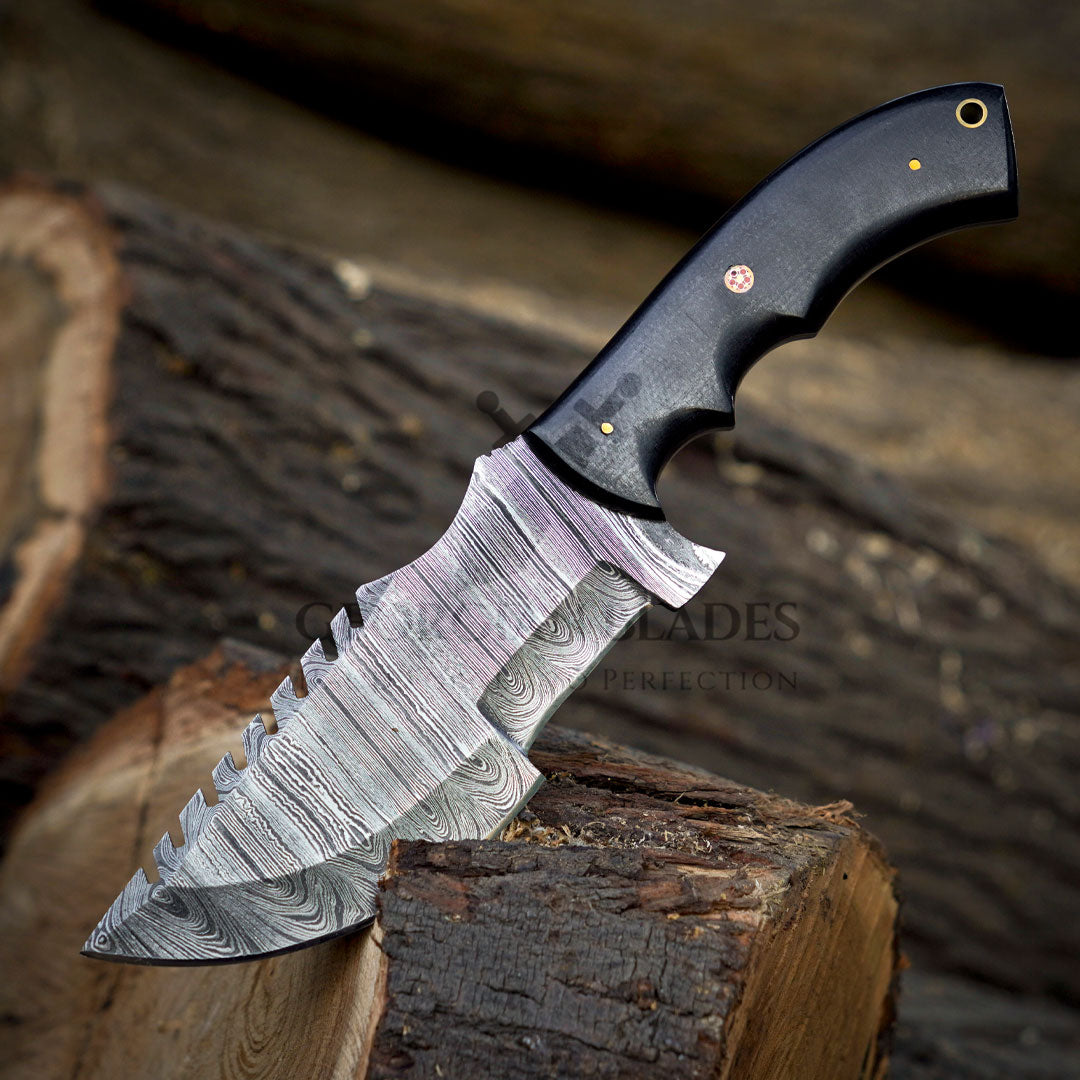 Pathfinder Pro: Handmade Forged Damascus Steel Tracker Hunting Bushcraft Knife Survival EDC 10” With Micarta Handle