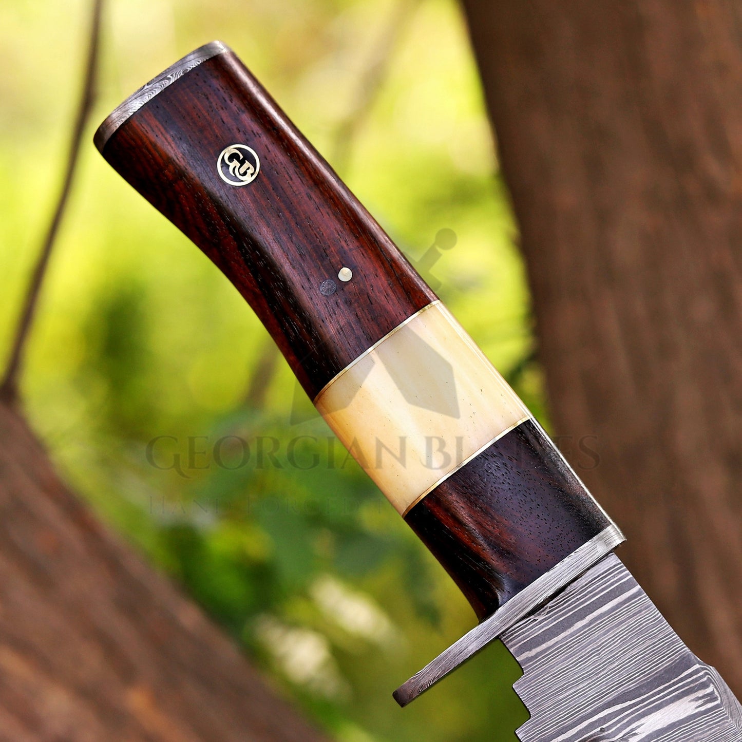 Blazeheart - 10" Hand Forged Damascus Steel Hunting Knife