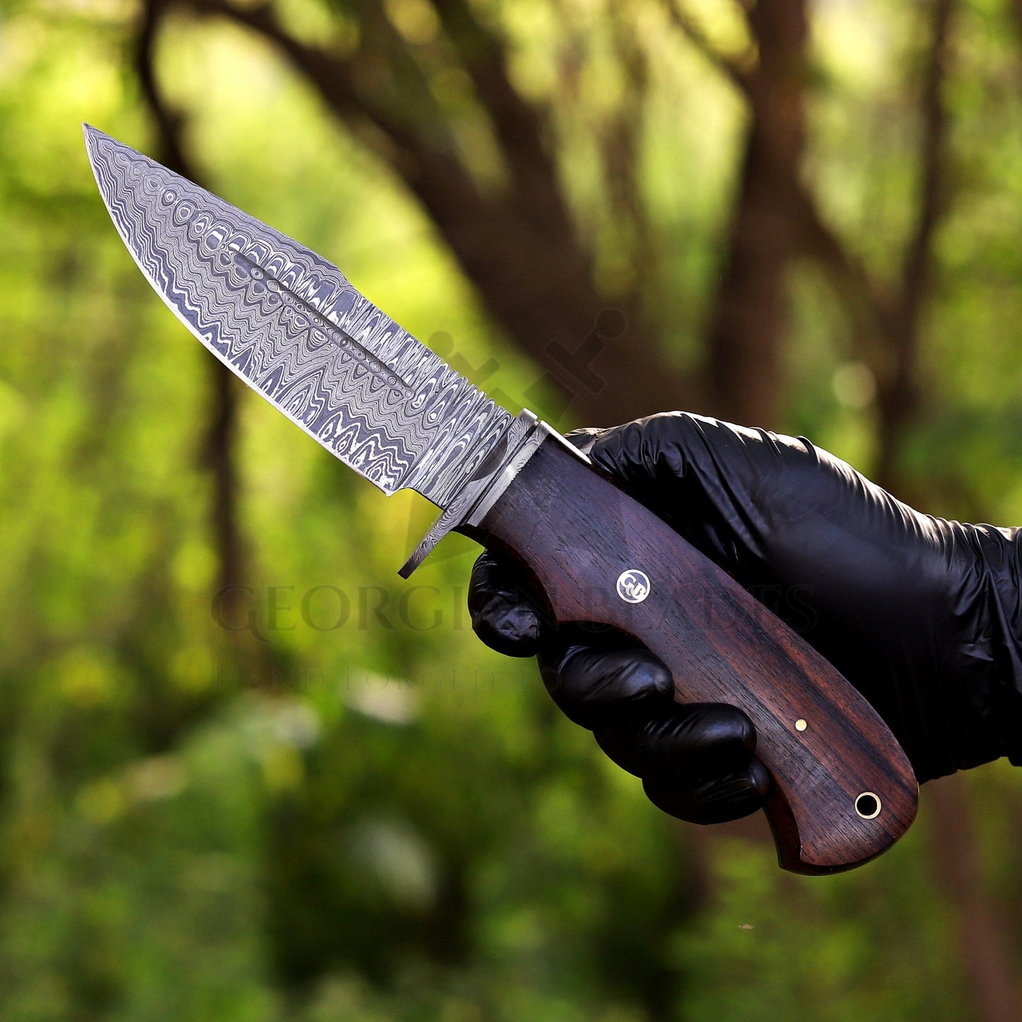 Onyx Seeker - 10.5 inch Hidden Tang Damascus Steel Hunting Knife