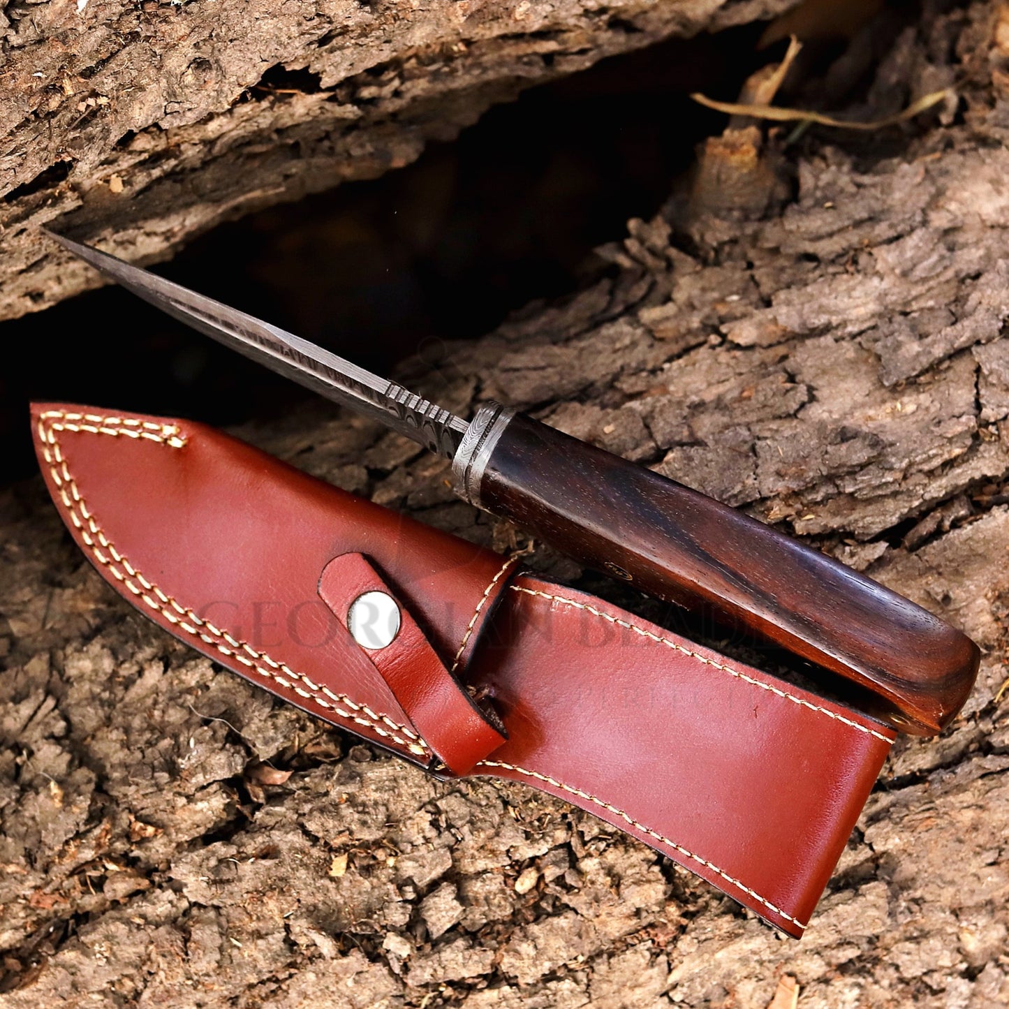 Onyx Seeker - 10.5 inch Hidden Tang Damascus Steel Hunting Knife
