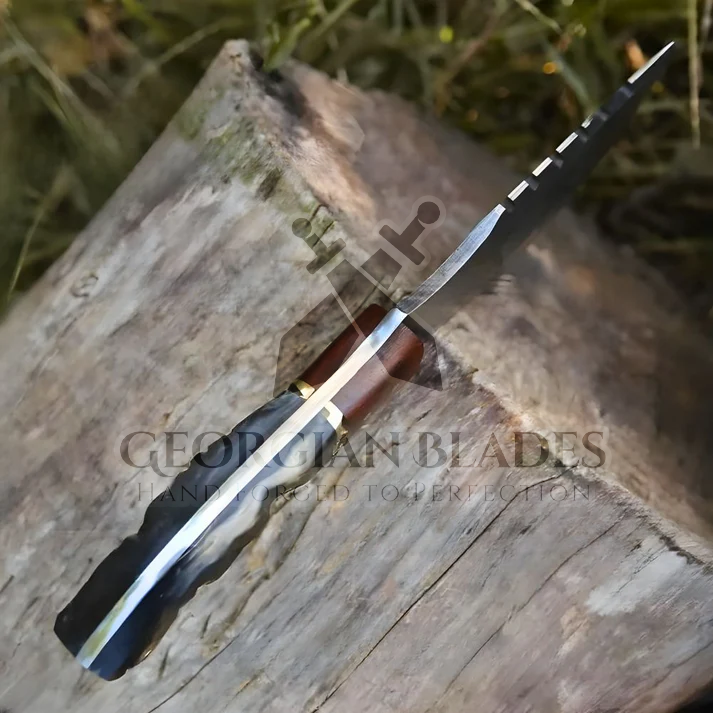 Expedition Emissary: Handmade Damascus Steel Hunting Tracker Knife With Ram Horn & Cocobolo Wood Handle