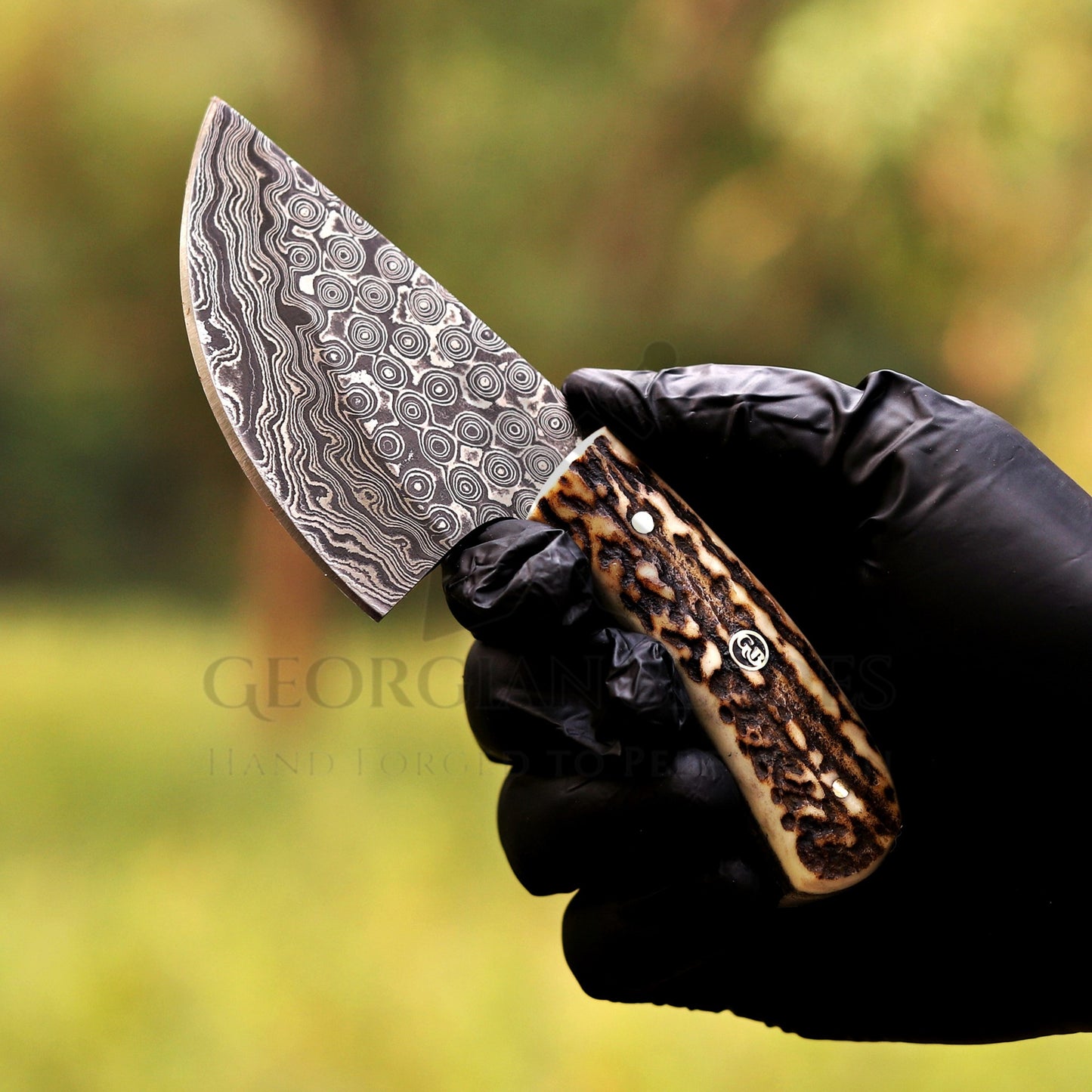 The "Patton Hunter" - Hand-Forged Damascus Steel Blade Skinning Knife – Perfect for Outdoor Enthusiasts