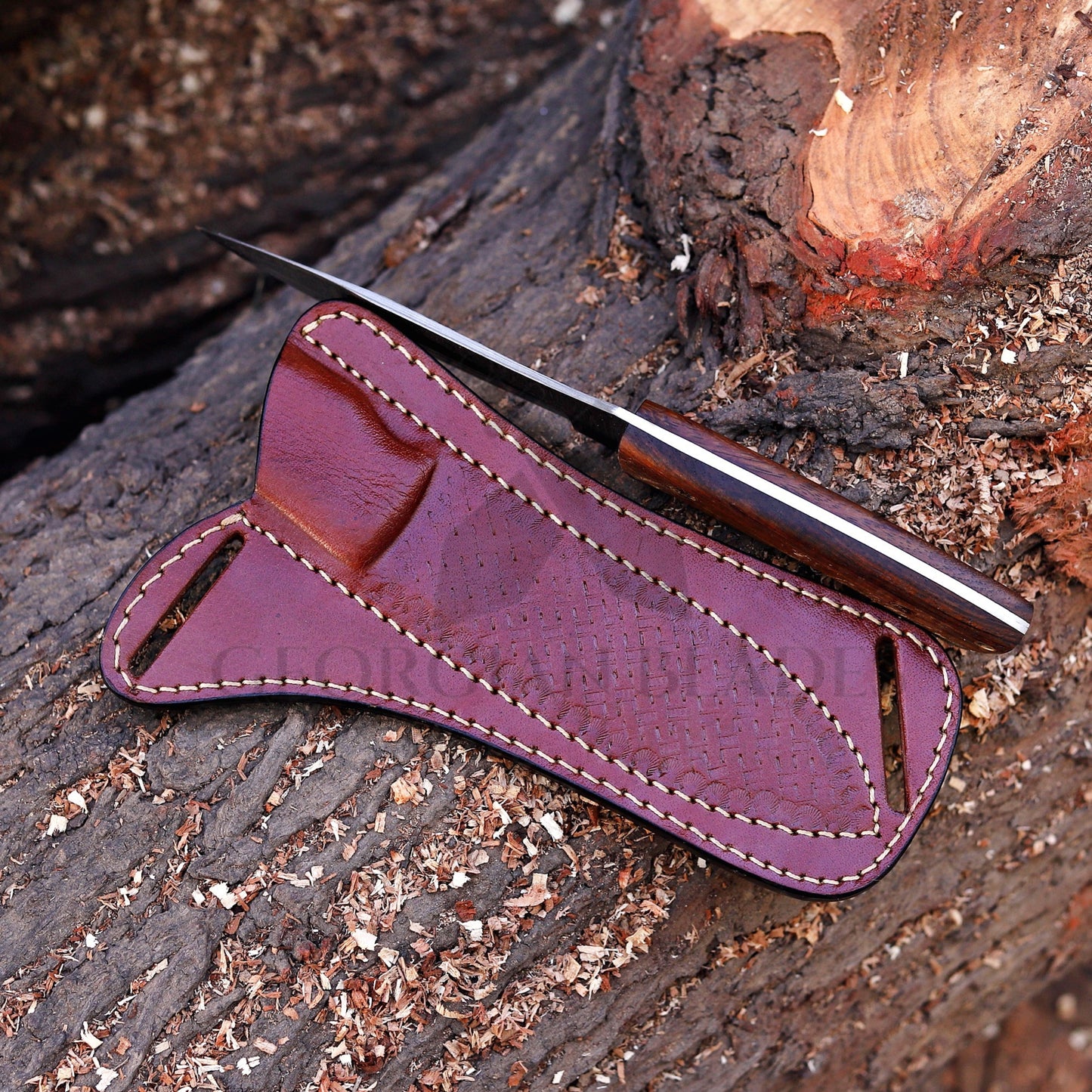 Razorwind - 11" Full Tang Hand Forged Damascus Hunting Knives with Walnut Wood Handle
