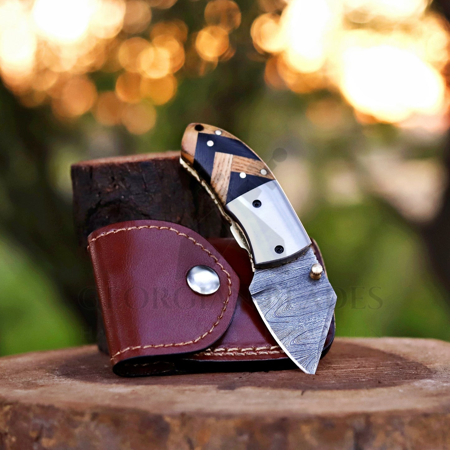 Mini Marvel - Hand Forged 5" Folding Knife with Leather Sheath