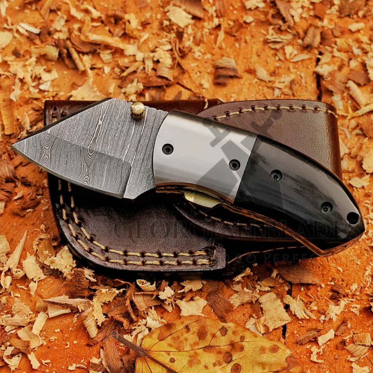 Tiny Torque - Hand Forged 5" EDC Mini Pocket Folding Knife with Leather Sheath