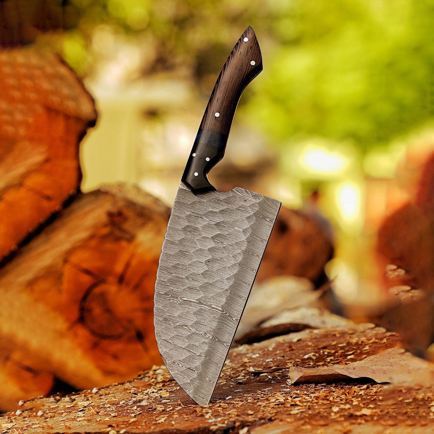 The Steel Force Trio - 3-Piece Damascus & Carbon Steel Chopper Knife Bundle