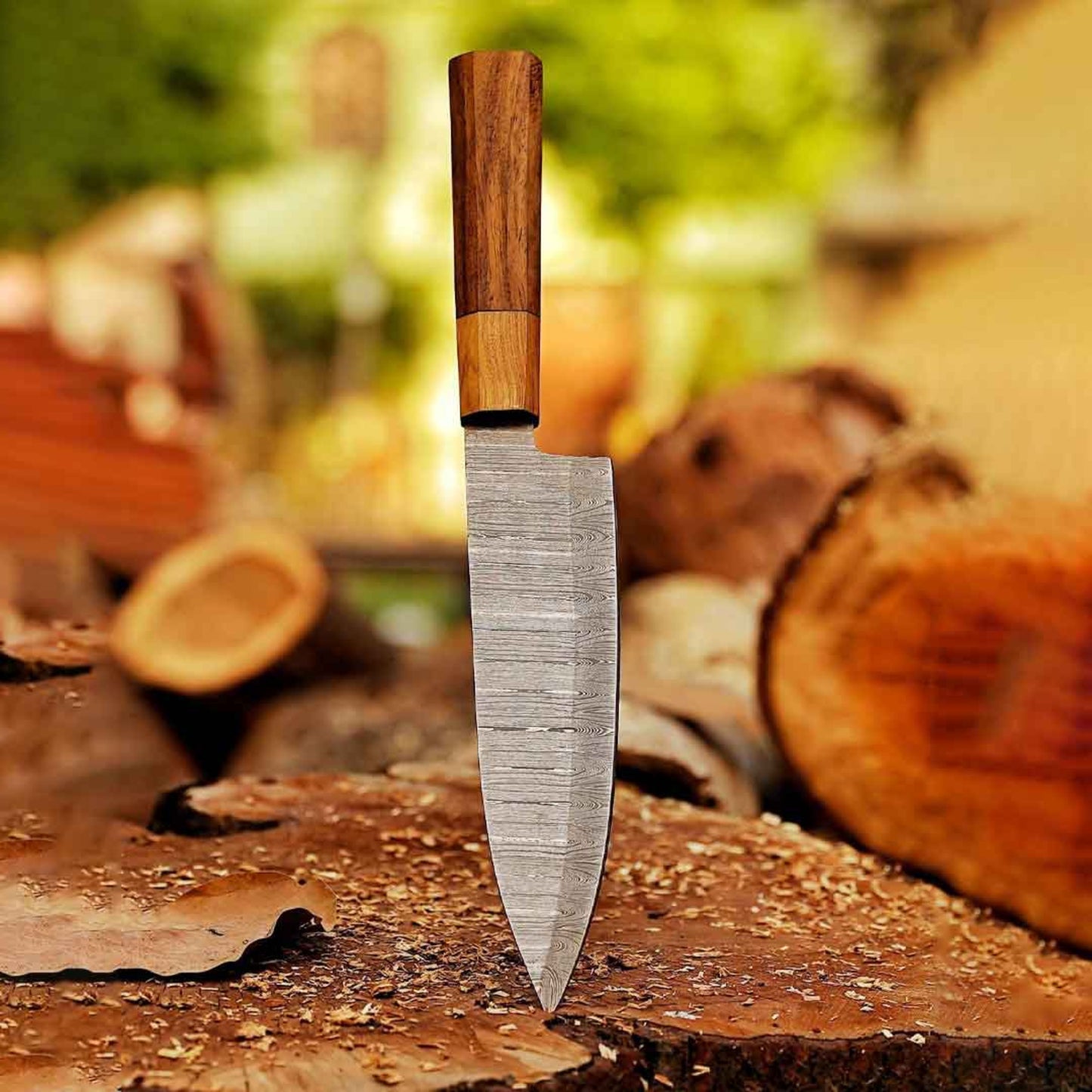 Celestial Dust: 12" Handmade Damascus Damascus Steel Chef Knife Olive Wood Handle, Cooking Knife