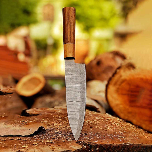 Celestial Dust: 12" Handmade Damascus Damascus Steel Chef Knife Olive Wood Handle, Cooking Knife