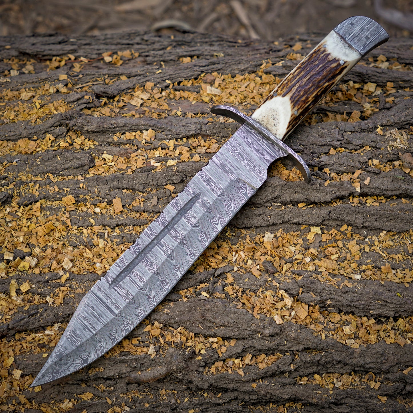 Stag House Trio - 3-Piece Handmade Hunting Knife Set with Leather Sheaths