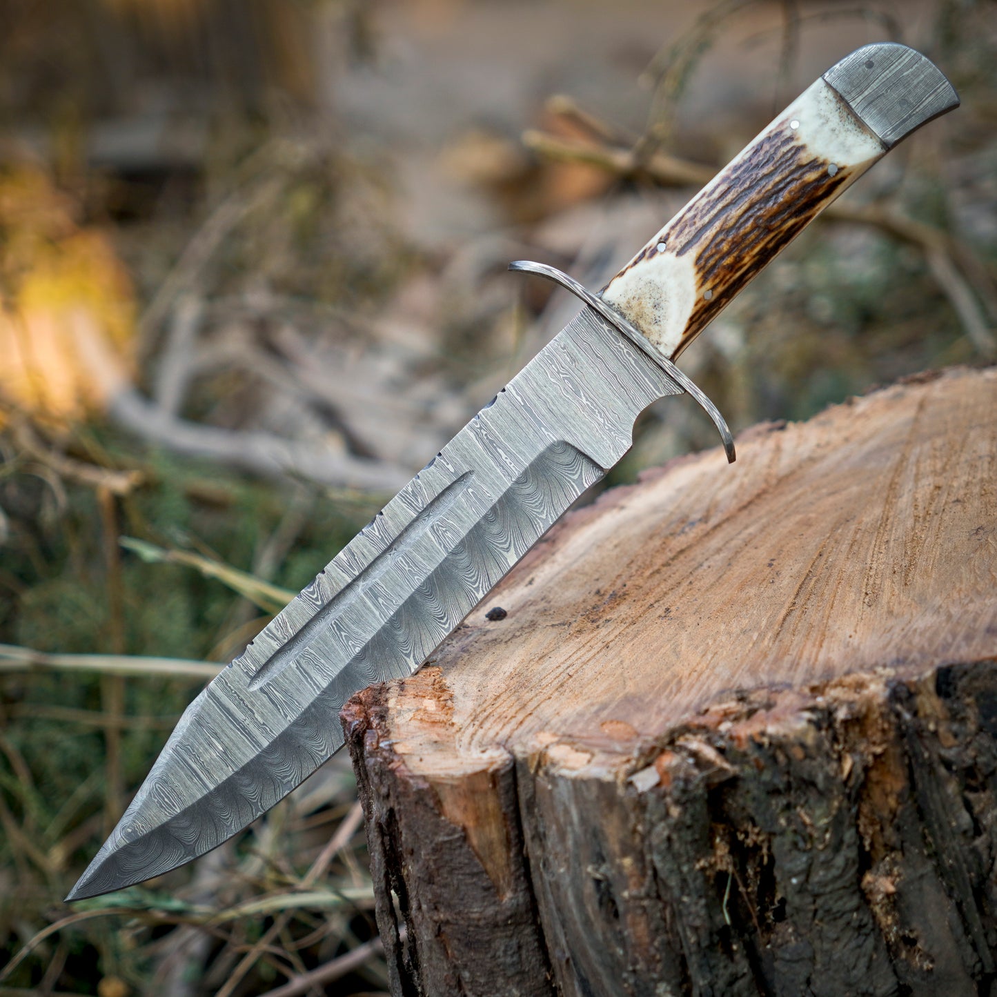 Stag House Trio - 3-Piece Handmade Hunting Knife Set with Leather Sheaths